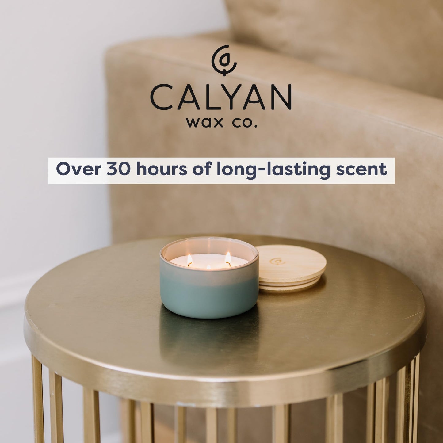 Calyan Wax Co. Evergreen & Eucalyptus 3 Wick Scented Candle - 30 Hour Burn - Luxury 3 Wick Soy Candles - Clean Soy Wax Candles - Long Lasting Large Glass Jar Candle for Home - 8oz