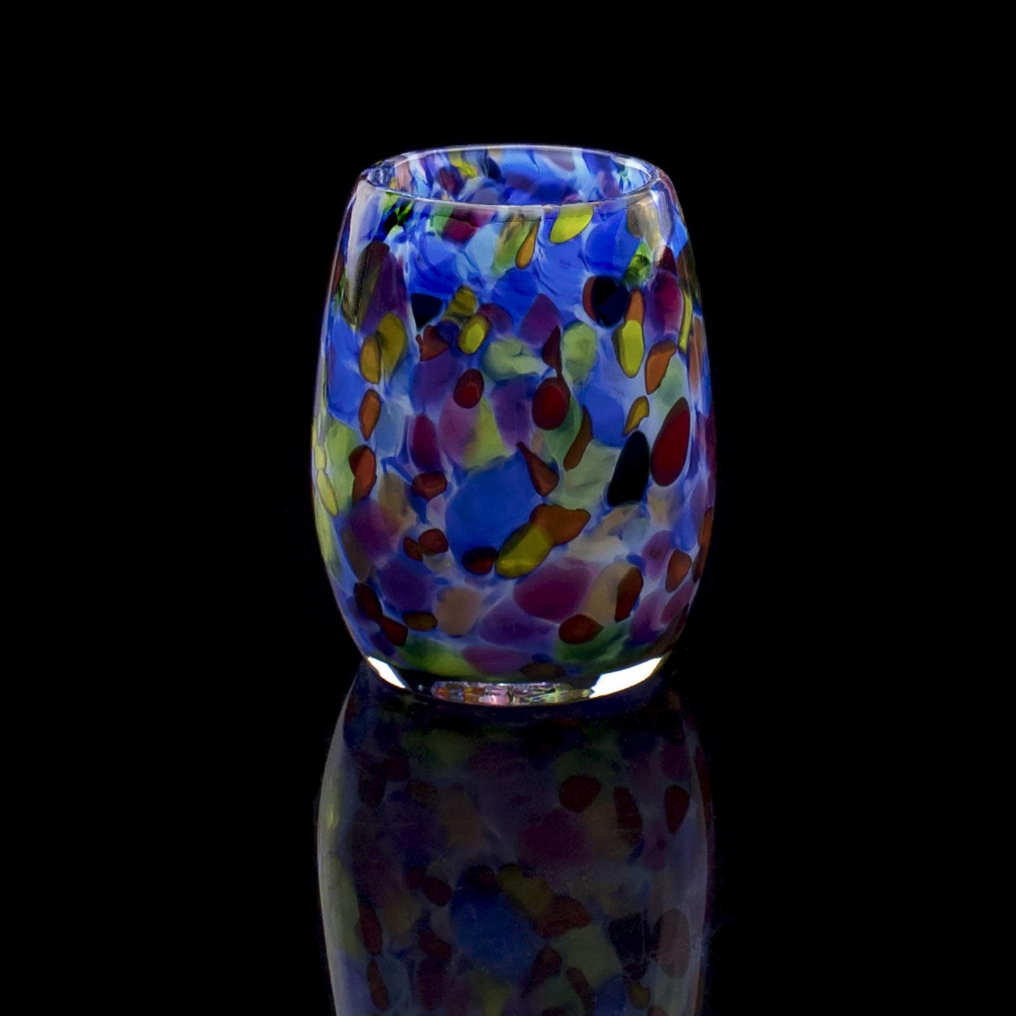Totally Blown Glassworks Votive Candle Holder, Tea-Light, Handmade Blown Glass, Accent Vase, Centerpiece, Home Decor, Artist Dehanna Jones, Seattle, WA. (Blue MM Starry Night)