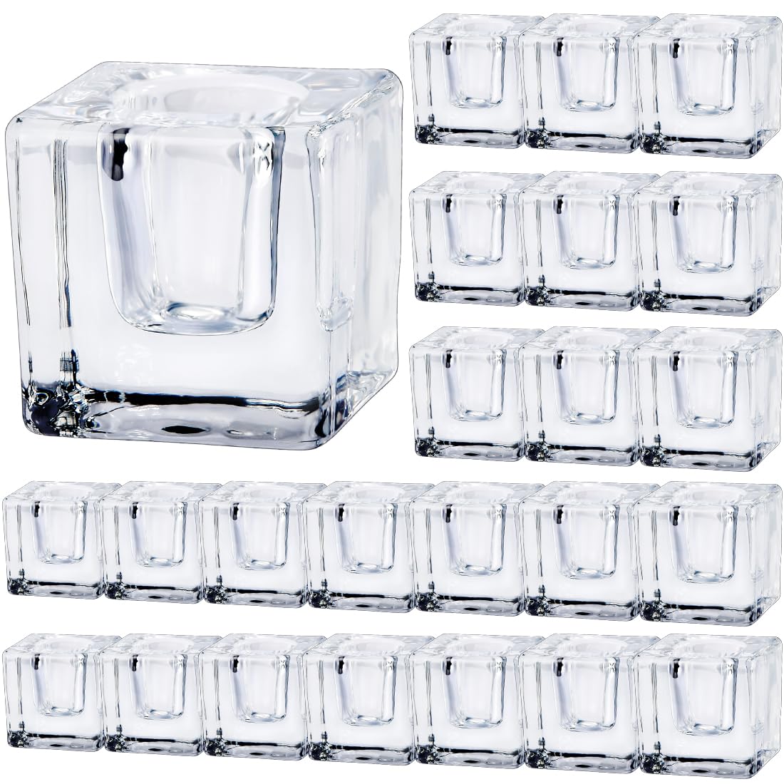 JONERAY Glass Taper Candles Holders Bulk, Set of 24 Clear Glass Candlestick Holders for Christmas Festival Dinning Table