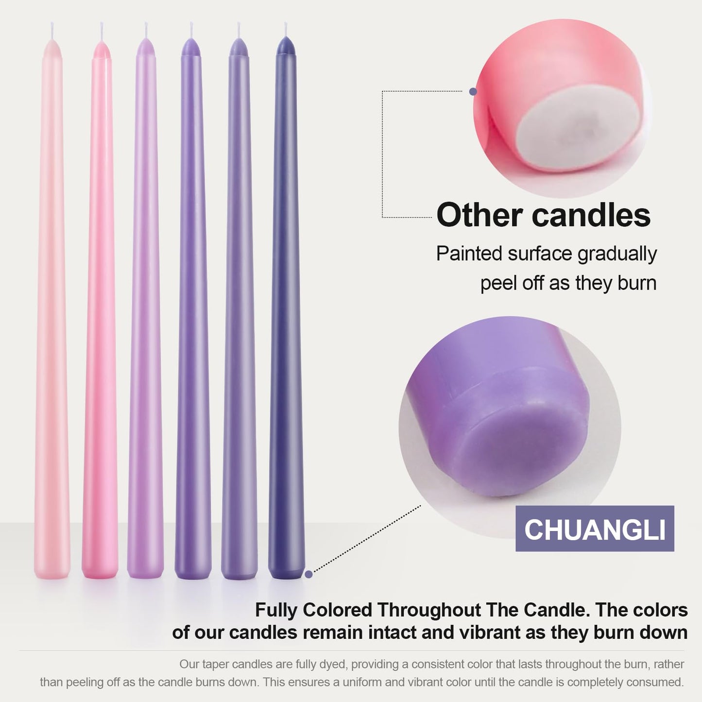 12 Inch Taper Candles Set of 6 Unscented Long Burning Smokeless Long Tall Tapered Candles for Candlesticks Sticks Wedding Home Christmas Decor Dinner