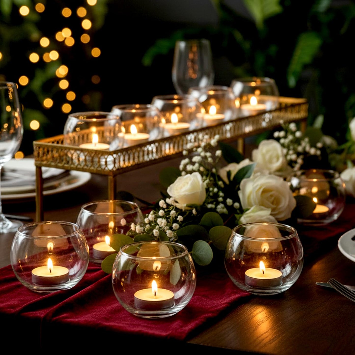 LAMORGIFT 36 Pcs Glass Candle Holders for Table Centerpieces- Small Clear Votive Candle Holders Bulk for Wedding, Bridal Shower, Birthday Party Table Decorations, Fits Standard Tealights