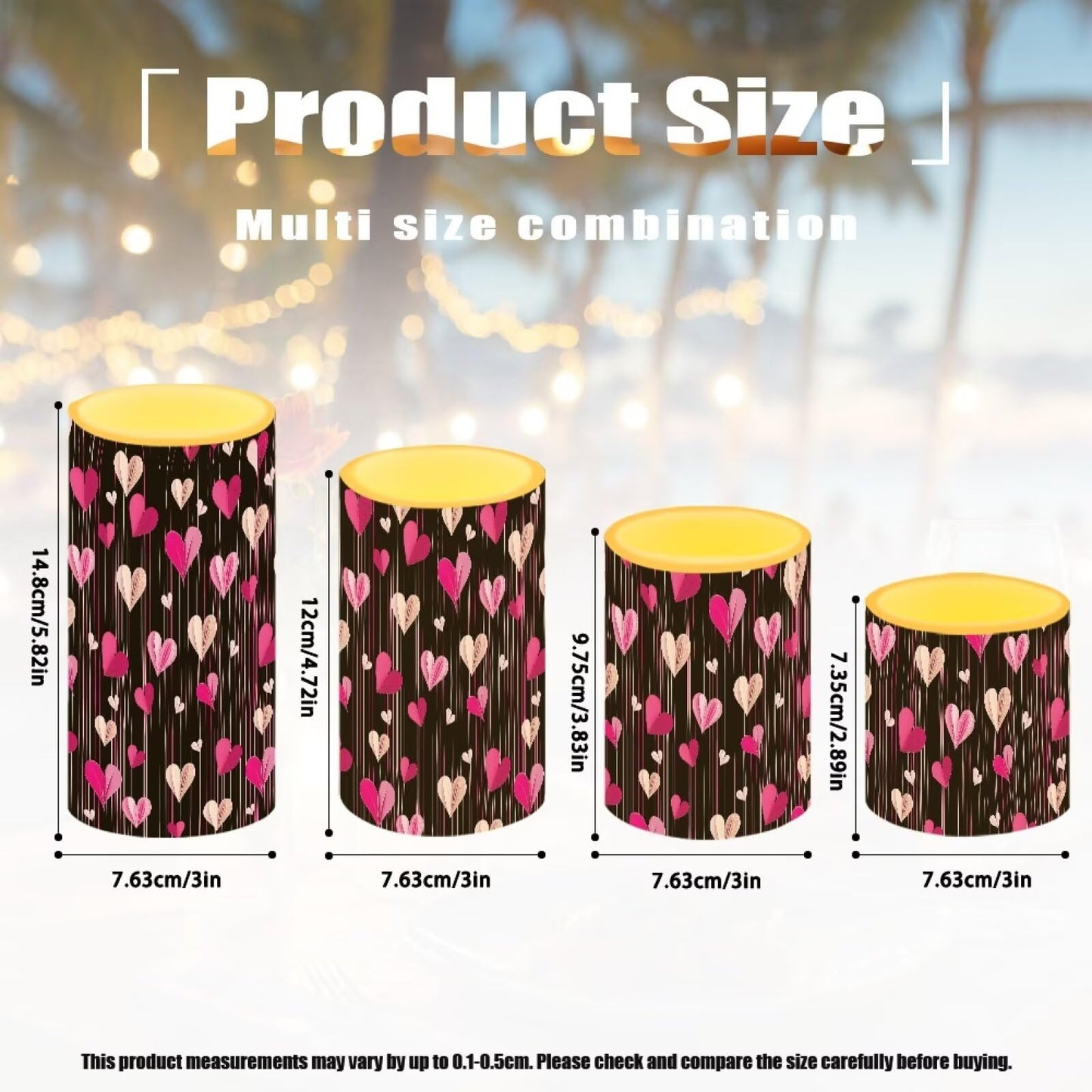 NETILGEN Valentine's Day Decorative Flameless Flickering Candles with Remote Timer Control Battery Operated LED Pillar Candles Set of 4, Sweet Love Hearts
