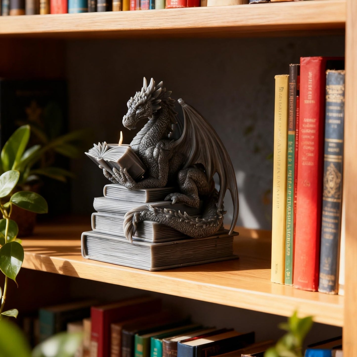 Book-Reading Dragon Candle Mold, Dinosaur Resin Casting Silicone Mold for Home Decor, DIY Soap & Candle Making, Animal Epoxy Resin Craft Mold, Gifts for Dinosaur Lovers