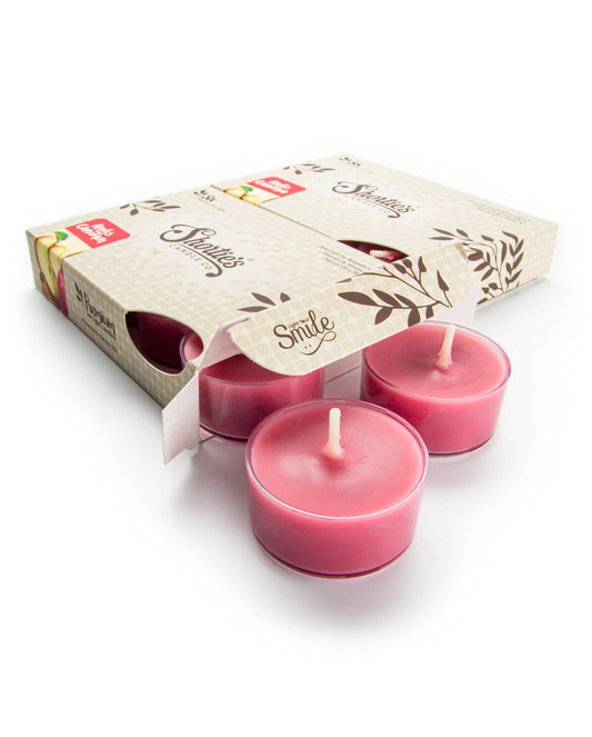 Apples & Cinnamon Premium Tealight Candles Multi Pack - Highly Scented with Essential & Natural Oils - 12 Dark Red Tea Lights - Beautiful Candlelight - Made in the USA - Bakery & Food Collection