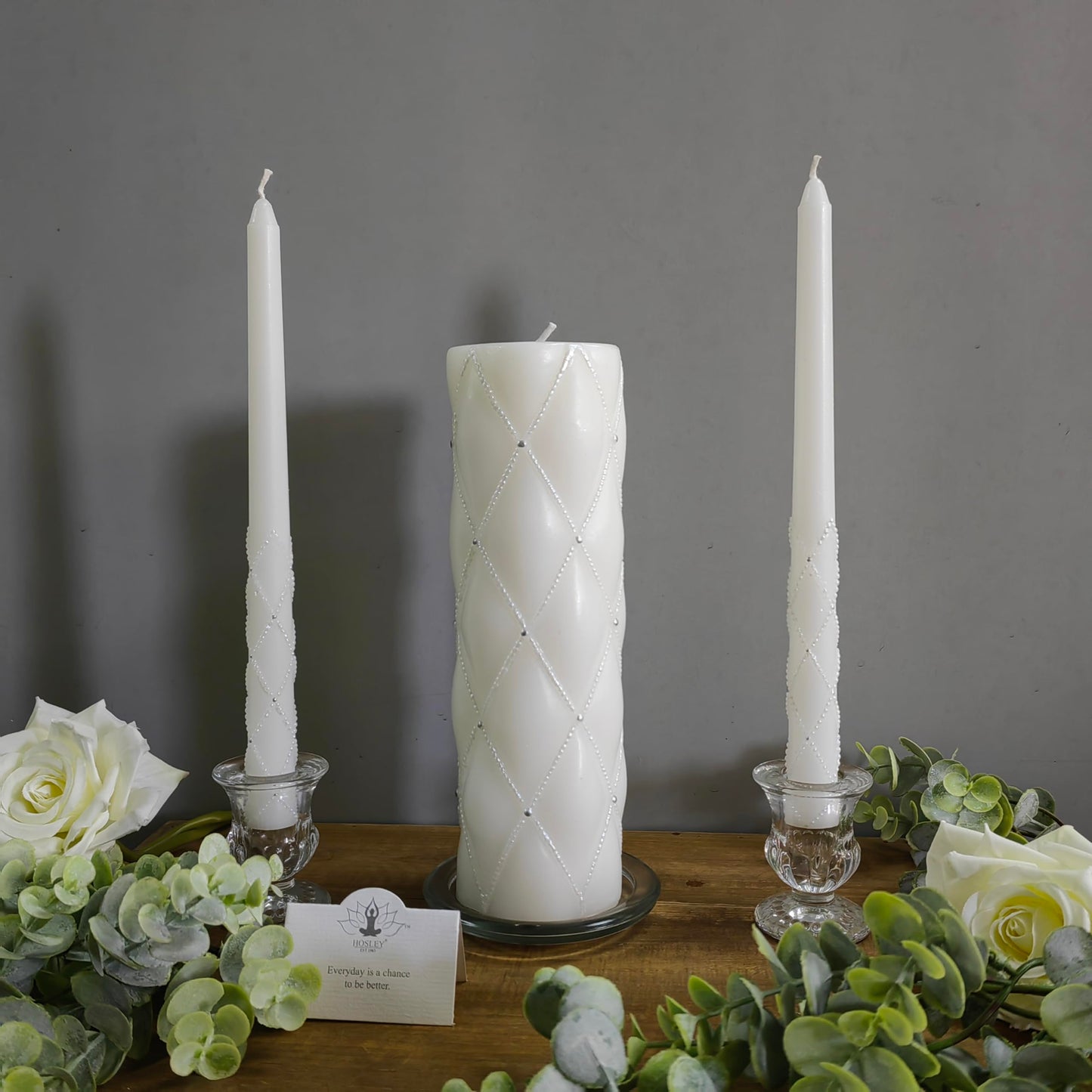 Hosley 11.5" High White Wedding Unity Candle Set. Great for Weddings Party Special Events and Emergency Lighting Reiki Spa Meditation. W5
