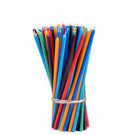 Danilovo Thin Taper Beeswax Candles - Honey-Scented, Decorative Candles Ideal for Birthday Decoration or Church Prayers - 7 Colors Drip Free, Tall & Smokeless Pack of 70 pcs, 6.5 x 0.22 inch
