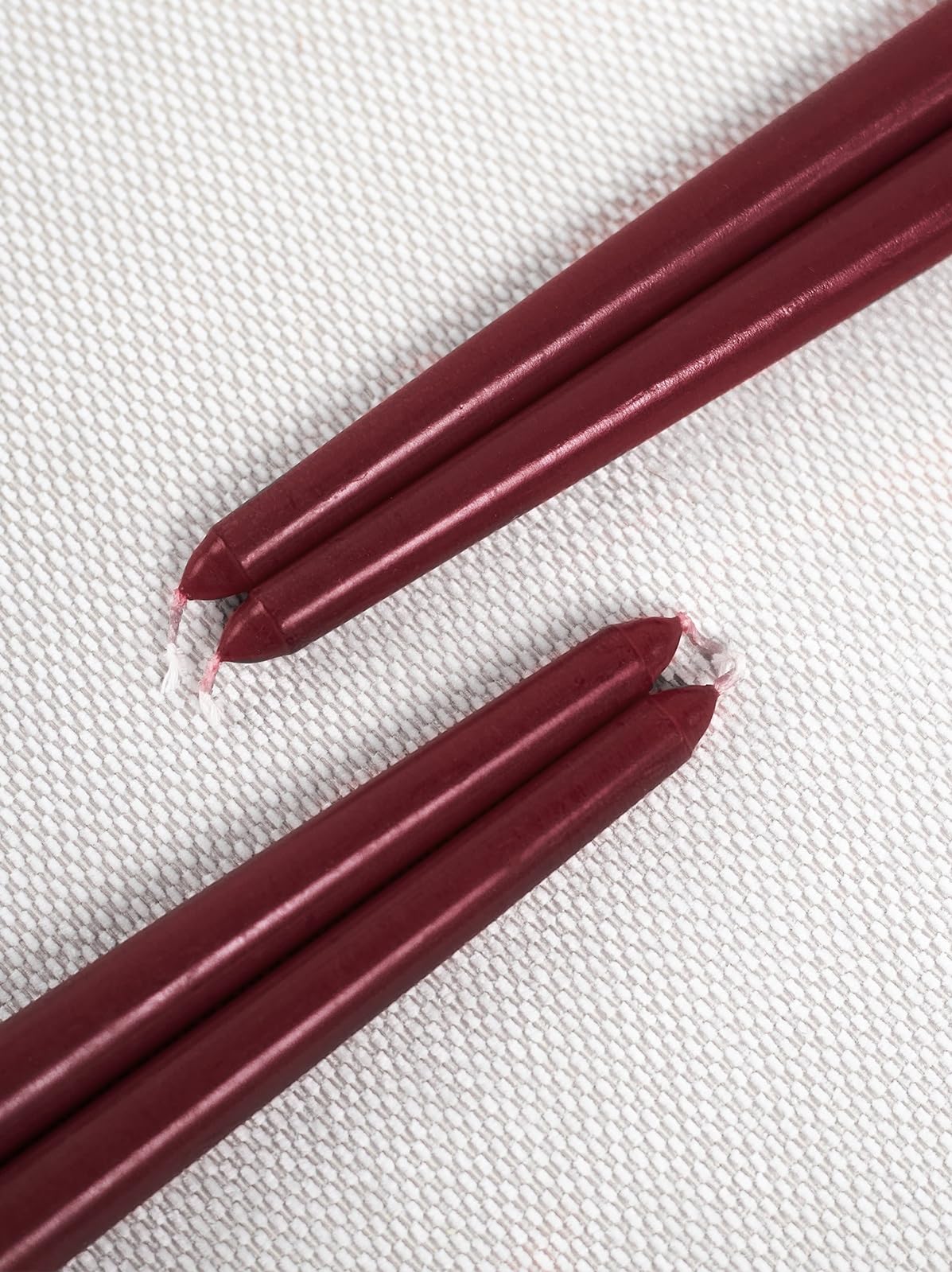 CANDWAX Burgundy 10 inch Taper Candles Pack of 4 - Unscented Dripless Burgundy Candlesticks - Perfect as Christmas Decorations and Home Decor for Dinner Table Centerpieces - Christmas Taper Candles