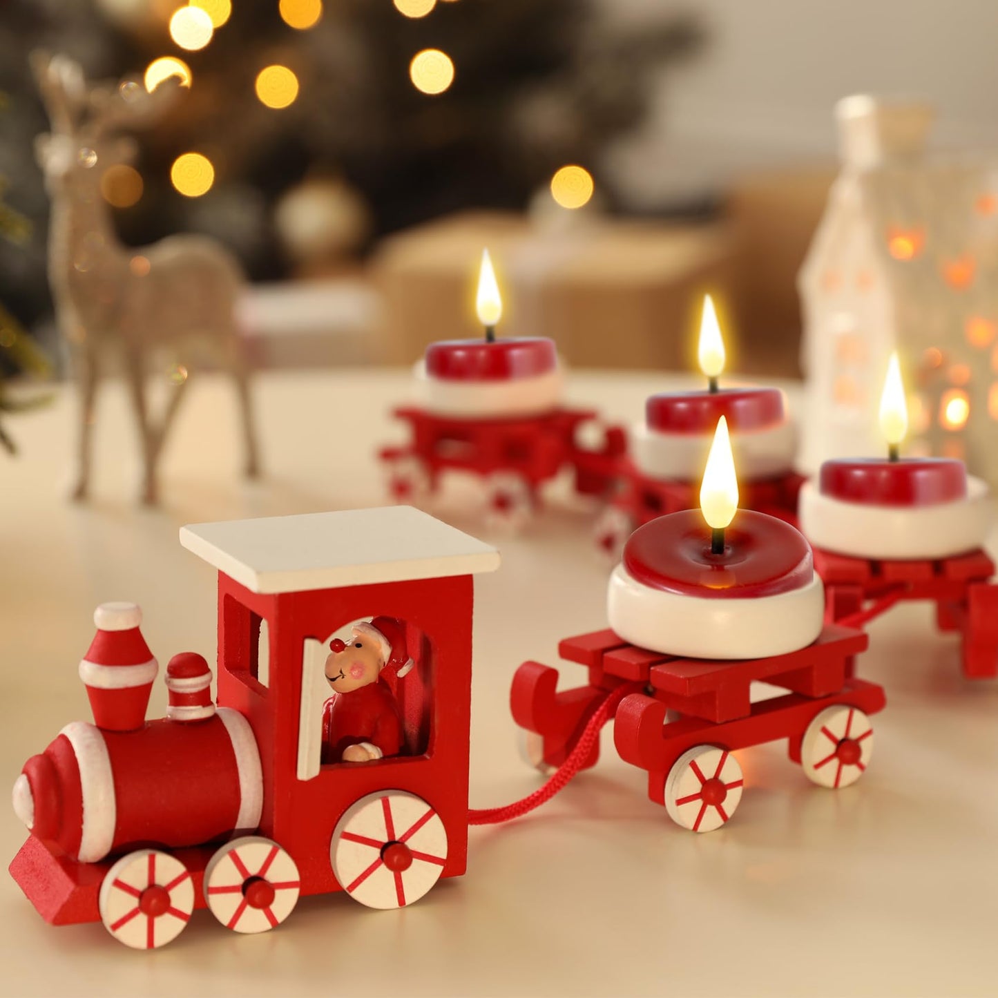 Eywamage Red Flameless Tealights with Remote Batteries, Flickering Real Wax LED Tea Votive Candles Proposal Decor Set of 10