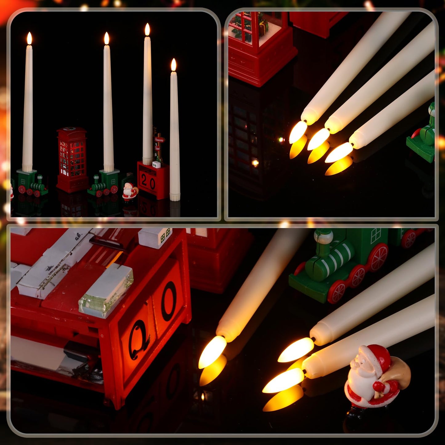 Reginary 48 Pcs Flameless Taper Candles with 4 Remote, Battery Operated Flickering Flameless Taper Candles 3D Wick Fire LED Faux Wax Lights for Wedding Christmas Holiday(Ivory,11 Inches)