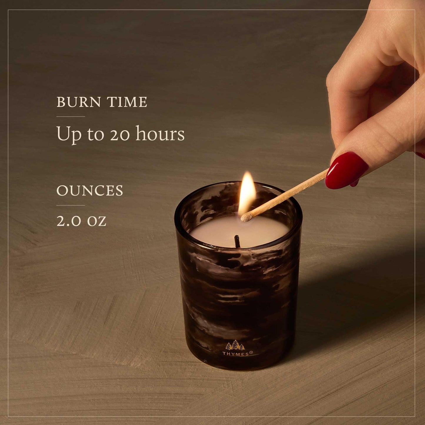 Thymes Noir Woods Scented Candles for Home Decor – Notes of Fresh Evergreen, Smoky Wood & Golden Amber – Luxury Home Fragrance Gifts for Women & Men – Burns Up to 20 Hrs (Votive Candle, 2 oz)