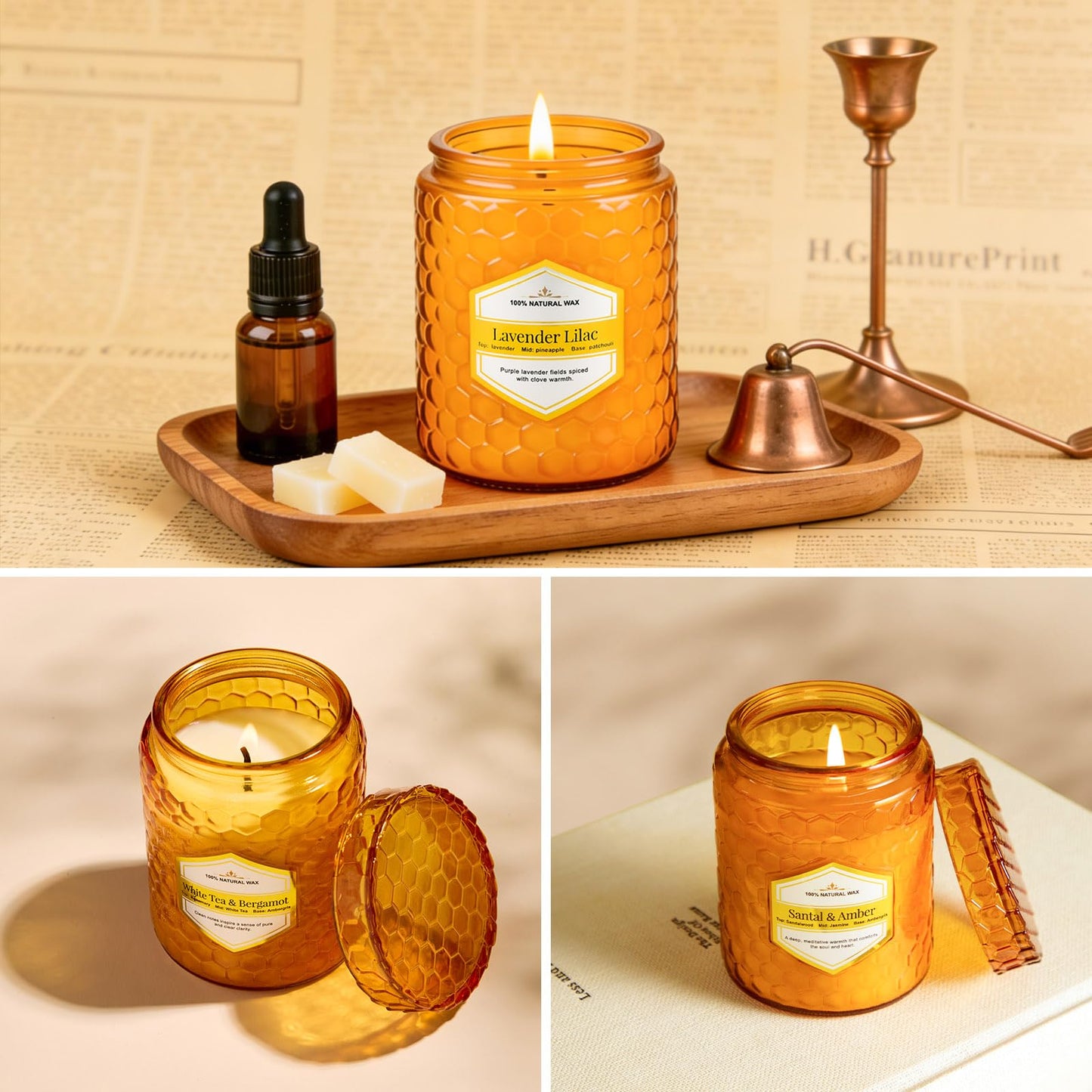 6 Pack Natural Soy Wax Jar Candles for Home, Scented Aromatherapy Gift Set for Women, 33 oz 240 Hour Long Lasting Candles Gifts for Mothers Day Birthday Women Valentine's Day