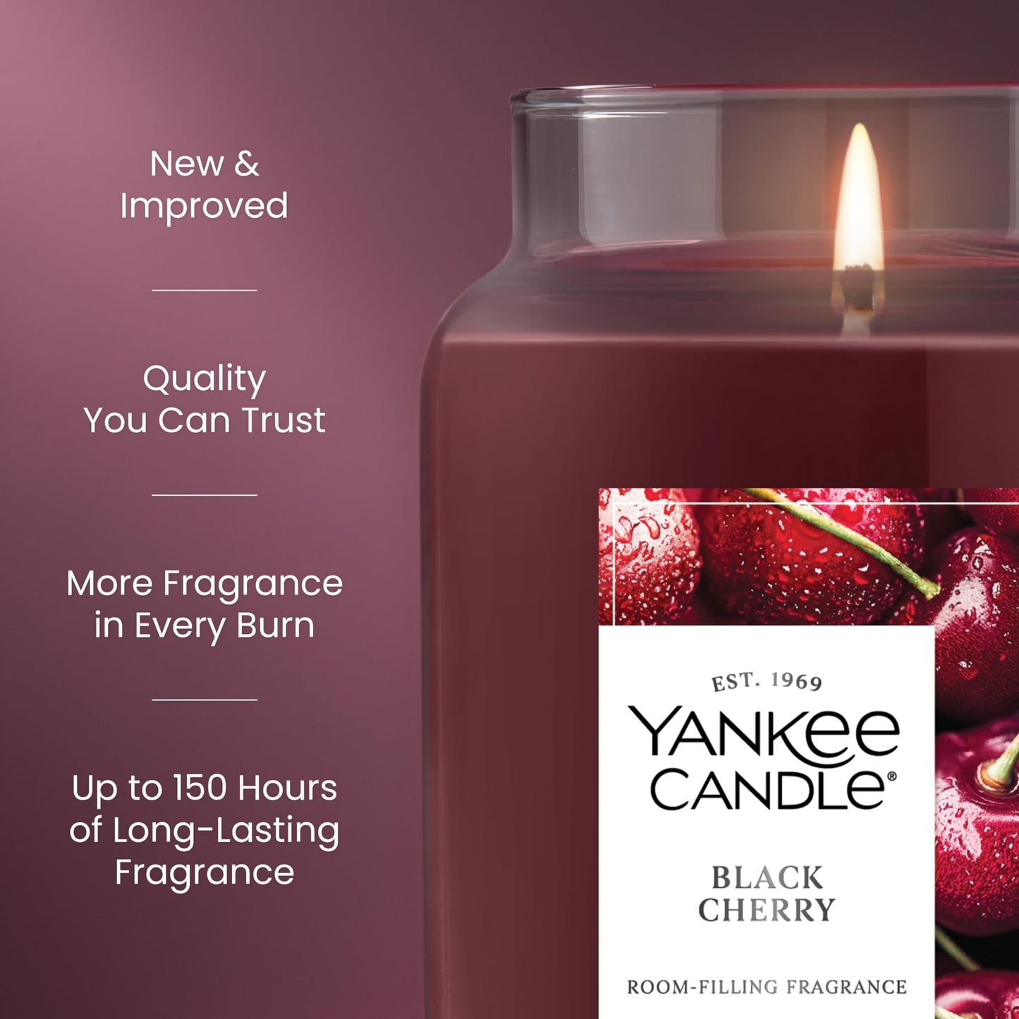 Yankee Candle Black Cherry Scented Candle, 22oz Large Jar with up to 150 Hour Burn Time, Giftable