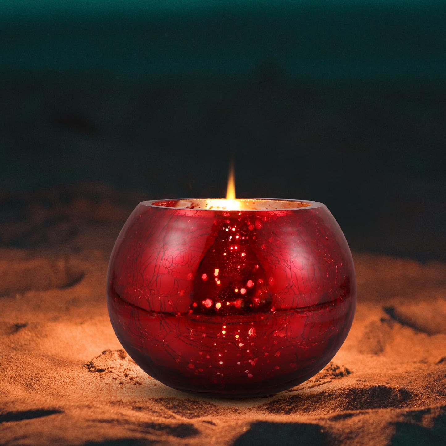 GAROZATION Glass Candle Holder for Valentine's Day Romantic Decor Red Frosted Floral Design Tealight Cup for Weddings Aromatherapy Candles Elegant Party Table Centerpiece
