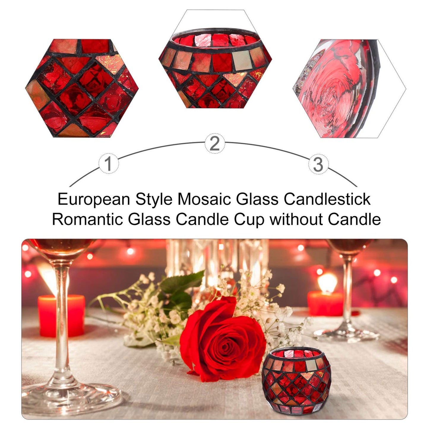 Glass Votive Candle Holder Christmas Candle Holders Red Mosaic Tealight Holder Votive Candle Holders Christmas Dining Table Centerpieces for Home Wedding Decorations