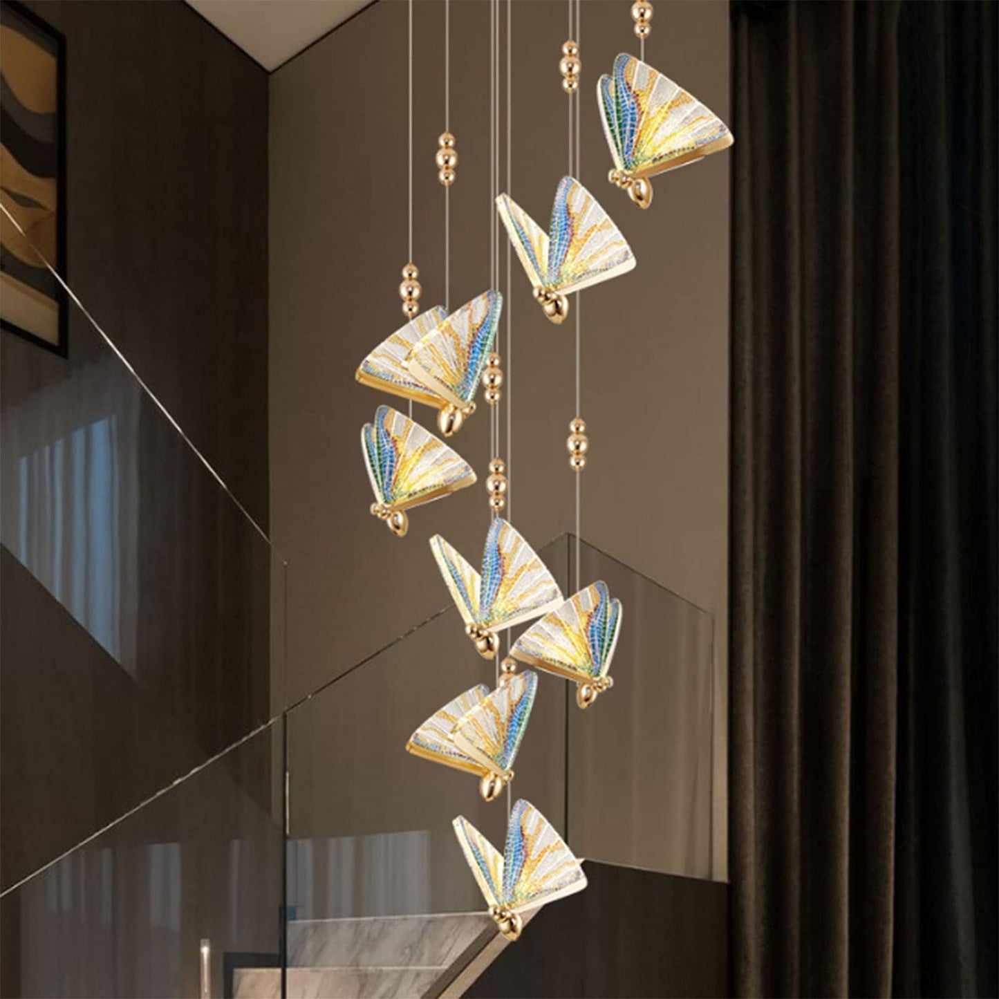 Chandelier, Chandelier Ceiling Lamp Modern LED Pendant Lamp Glass Hanging Lamp Living Bedroom Decoration Lighting Fixtures Butterfly Chandelier Fancy Bar Indoor Lamp Pendant Light Home Decor Lamp(Colo