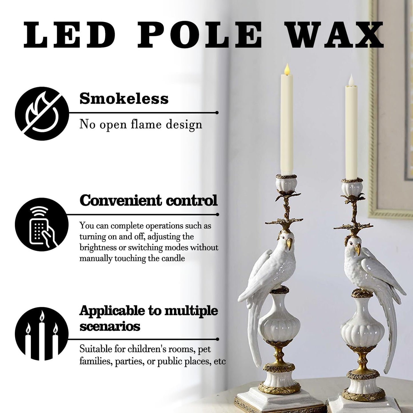 24-Pack Flameless Taper Candles, 9.25 Inch Battery Operated LED Candlesticks with Remote & Timer - Realistic Flickering Flame, Warm Ivory, Safe Smokeless for Wedding Christmas Church Party Home Decor