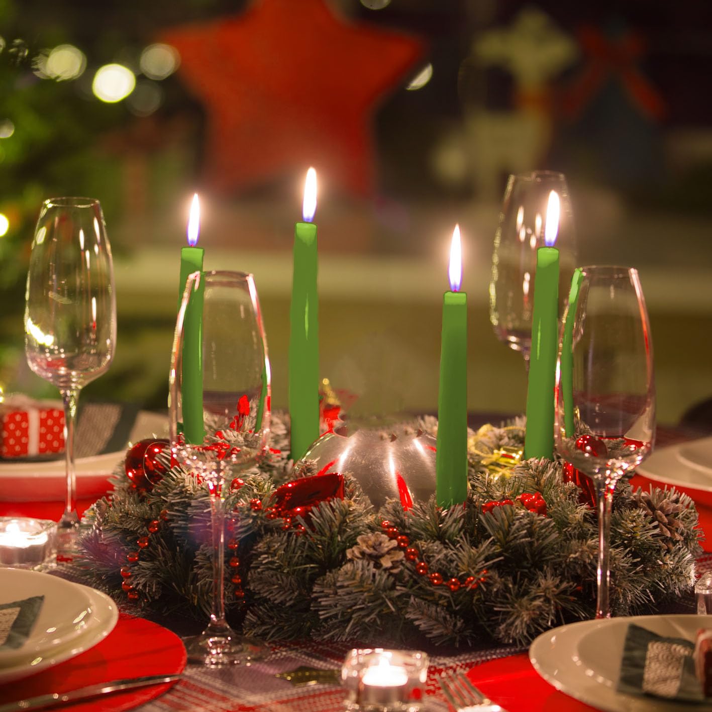 6 Pcs Bayberry Taper Candle Christmas Table Decoration Bayberry Scented Taper Candle Dinner Christma Candles for Christmas Holiday Collection