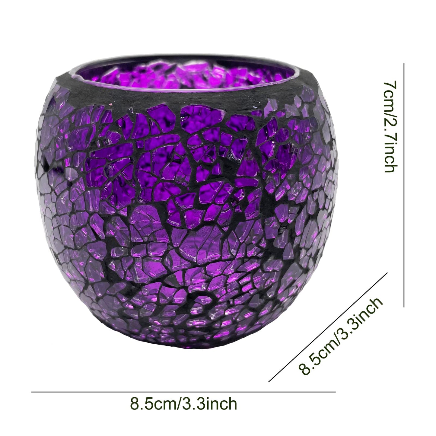 FlyEgg Romantic Mosaic Cracked Candle Holder,Candle Lamp Aromatherapy Candlescape Bowl for Valentine's Christmas Table Centerpiece,Party Decoration (Purple)