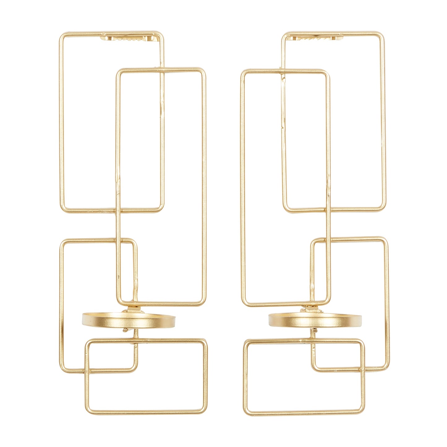 Deco 79 Metal Geometric Tealight 2 Plate Wall Sconce, Set of 2, 5"W, 13"H, Gold