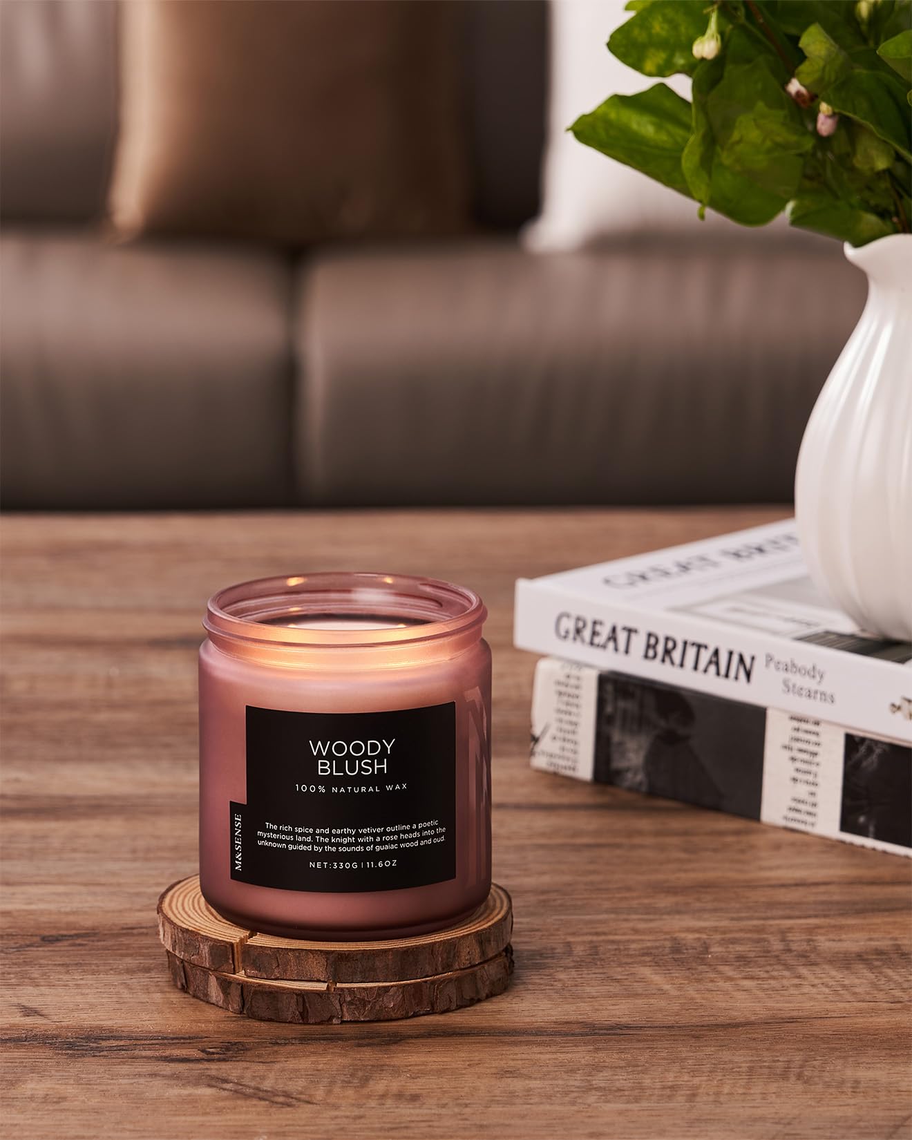 M&SENSE Rose Oud Scented Candles for Home, 11.6oz Organic Natural Soy Wax, 70-Hour Long Lasting Slow Burning, Non Toxic Clean Burn, Floral Scent for Stress Relief, Aromatherapy Gifts for Family