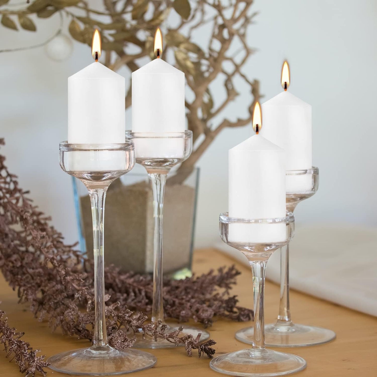 YOROXRG 2"x4" High White Pillar Candles, Set of 20 Unscented. Bulk Buy. Ideal for Halloween, Wedding, Emergency Lanterns, Household, Wedding and Home Décor Candlesticks