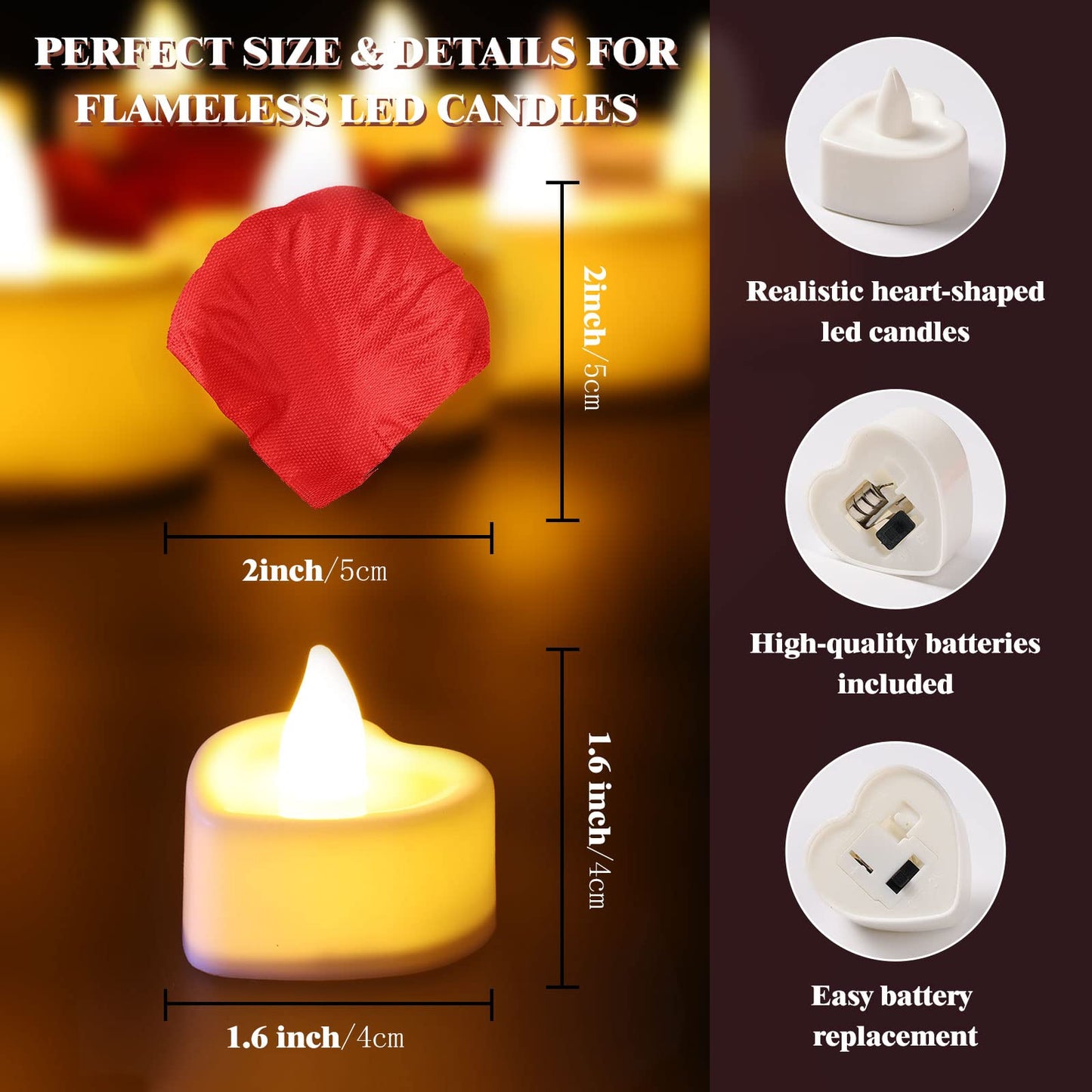 VIPbuy 7000 Pieces Artificial Rose Petals with 72 Pcs Flameless LED Candles Battery Operated Led Tea Lights Candles Romantic Decoration Set