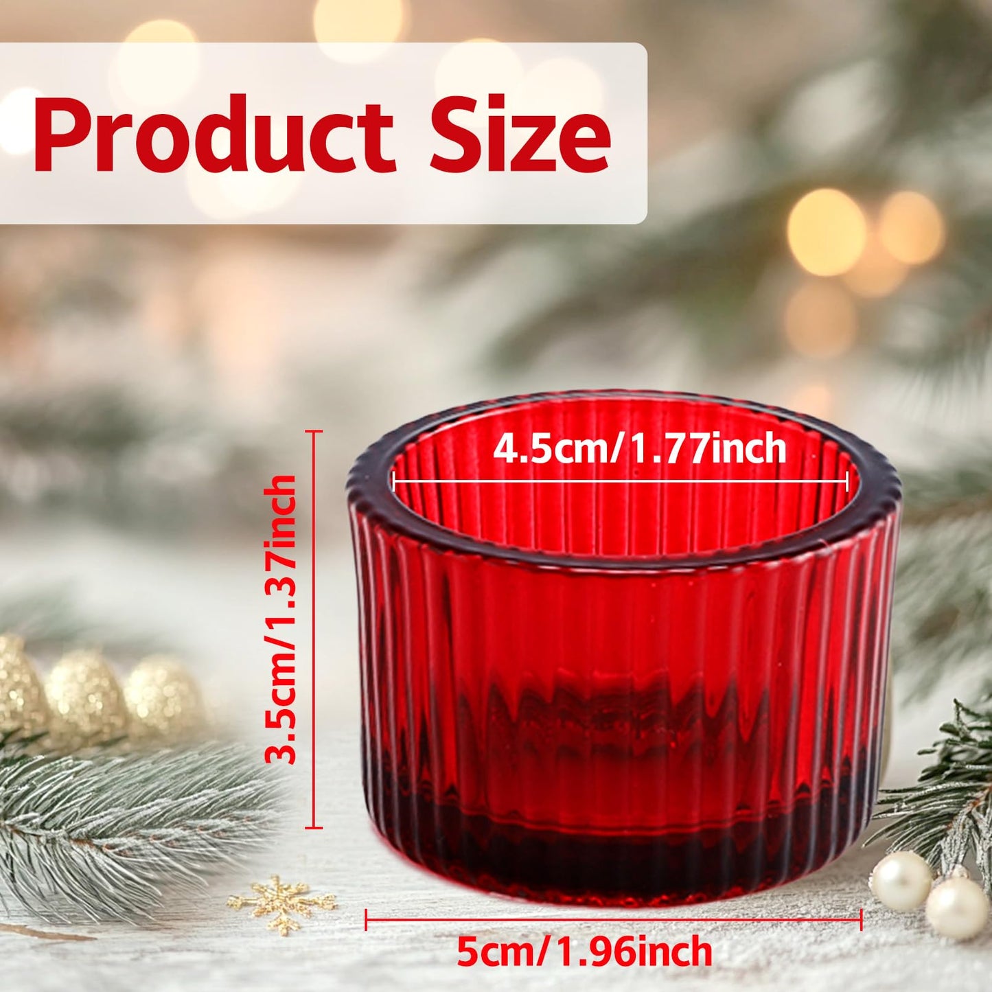 Cabaubl Red Candle Holders, Glass Votive Candles Holders for Table Centerpiece, Tealight Candle Holder, Glass Tea Light Candles Holder for Party & Home,Wedding Decor, Set of 12