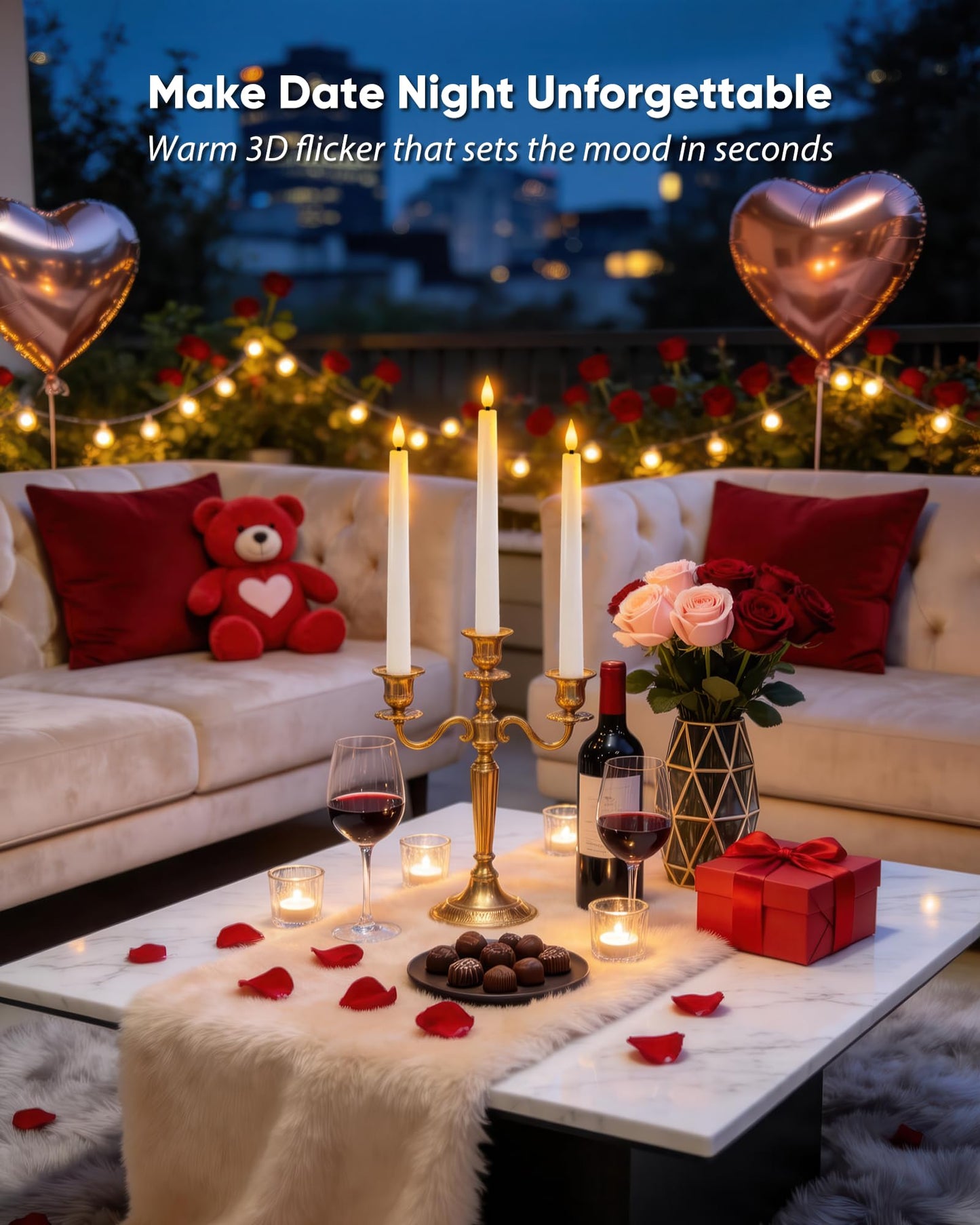 Homemory 3 Pcs Waxy Flameless Taper Candles with Remote, Led Flameless Candlesticks Classic Tall Candles, Flickering Battery Operated Taper Candles for Bedroom, Dining Room, White, 9.6 inches