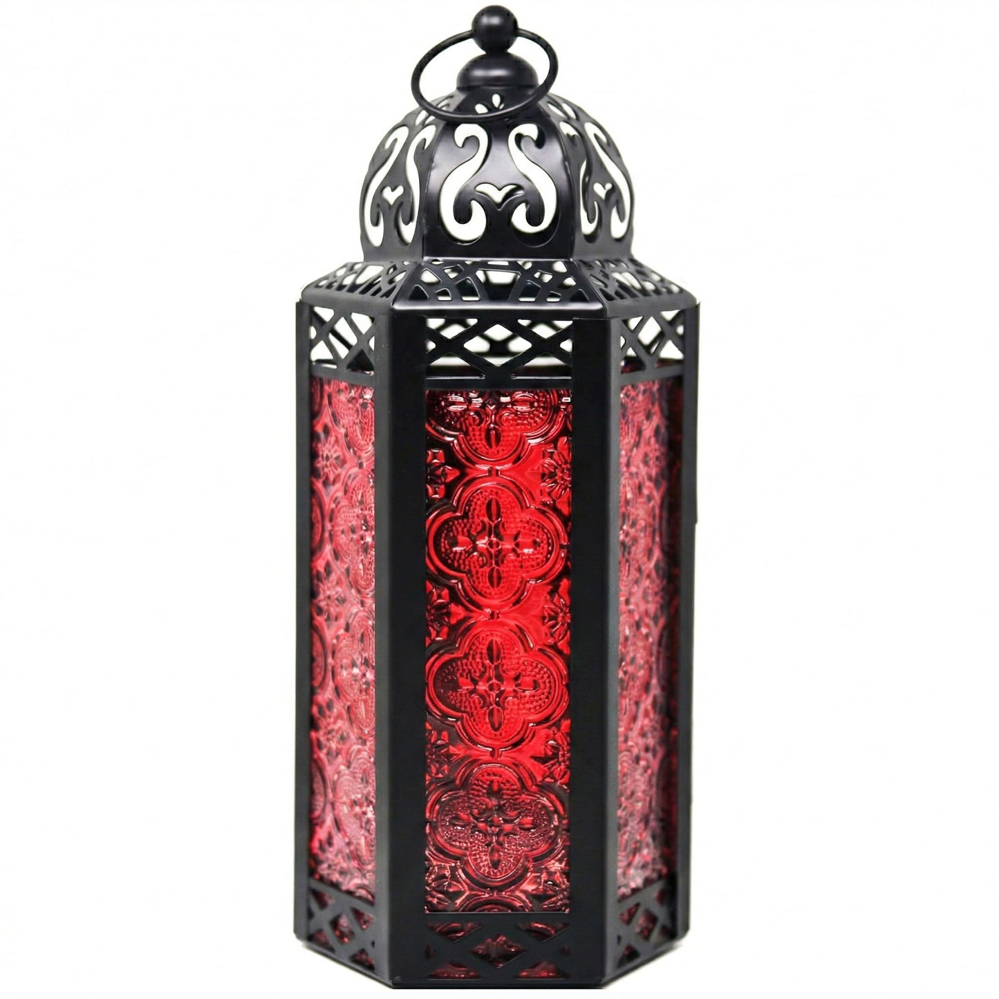 Mid Size Table/hanging Red Hexagon Moroccan Candle Lantern Holders