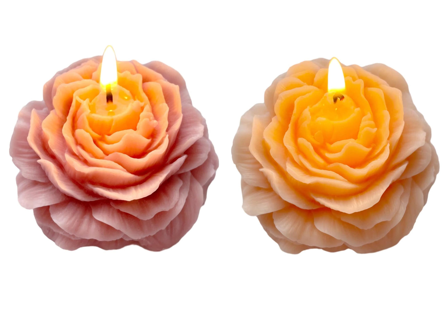 3 Inch Purple-Pink and Light-Peach Peony Flower Shape Candle for Women - Aromatic Pastel Aesthetic Candle with Fragrance - Christmas Gift for Friends Colleagues and Classmates
