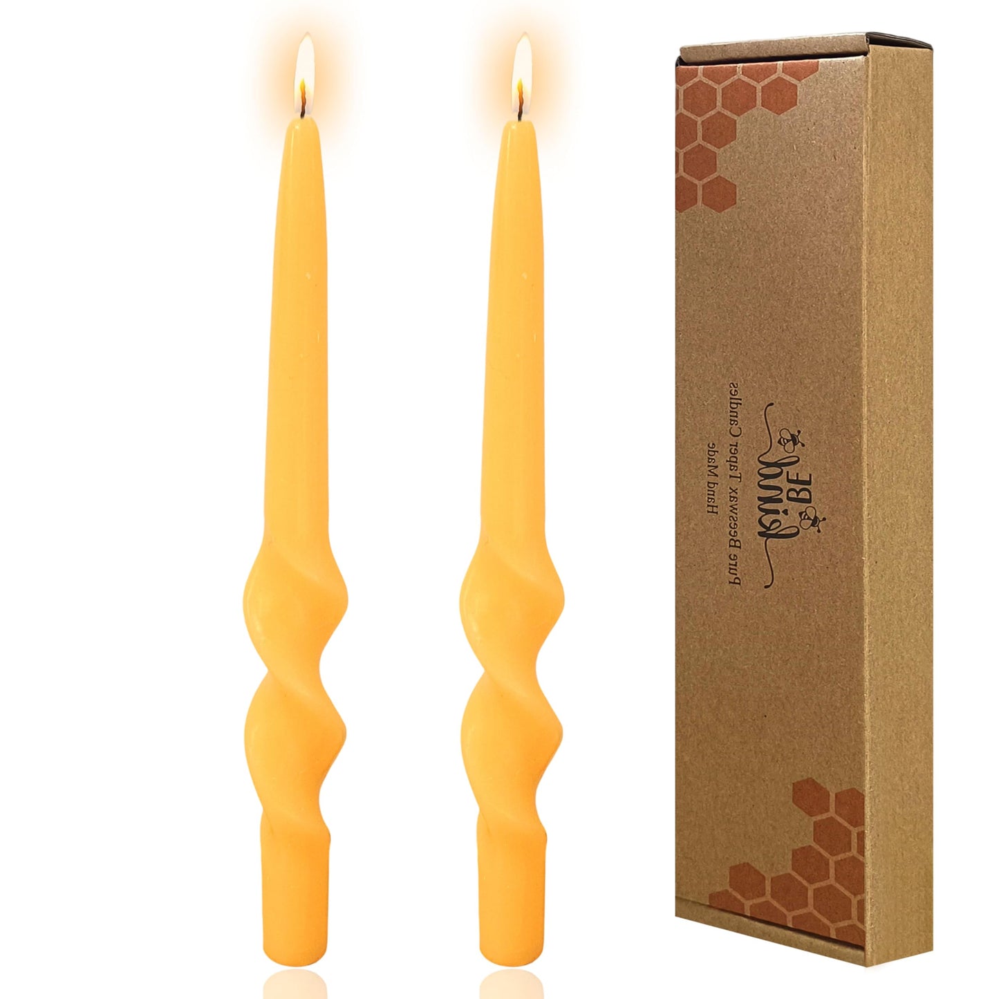 Beeswax Taper Candles Spiral Candlesticks,XINAOBAOLUO 10inches Non Toxic Bees Wax Candles Meditation Beeswax Candles Handmade Natural Honey Twisted Candle Set for Table Home Decor Meditation 2pcs