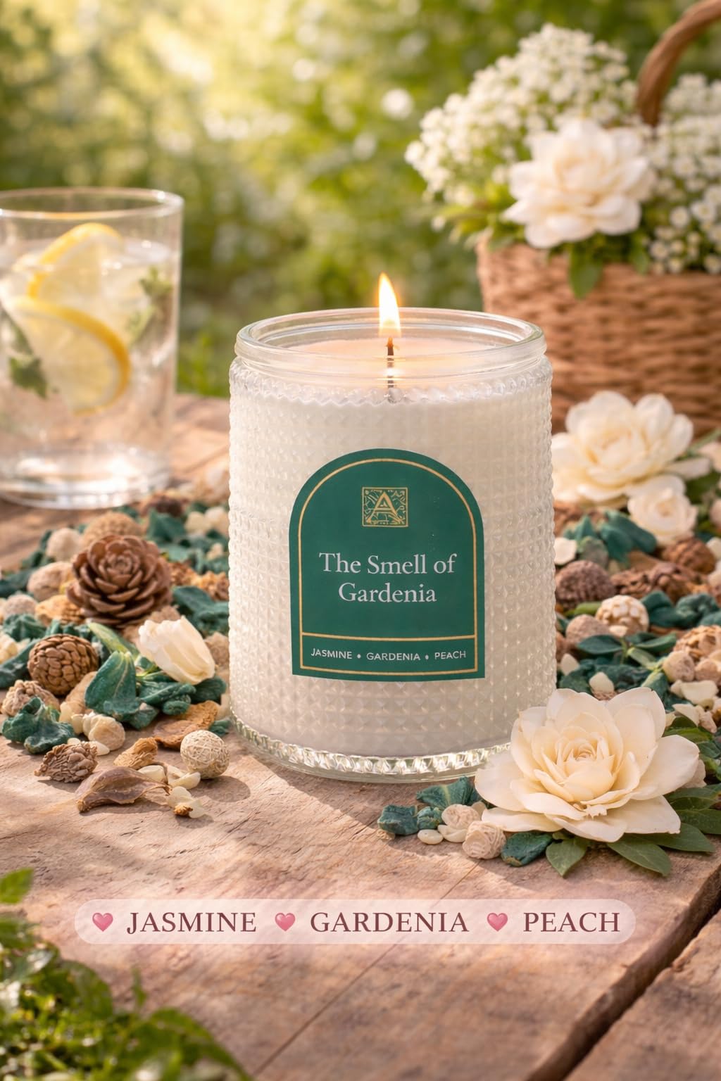 Aromatique, Gardenia, Textured, Elegant Candle with Metal Lid, Home Fragrance for Relaxing Atmosphere, 6 oz, Mother's Day Gifts, Bridal Showers, Anniversaries, Holiday Gifts