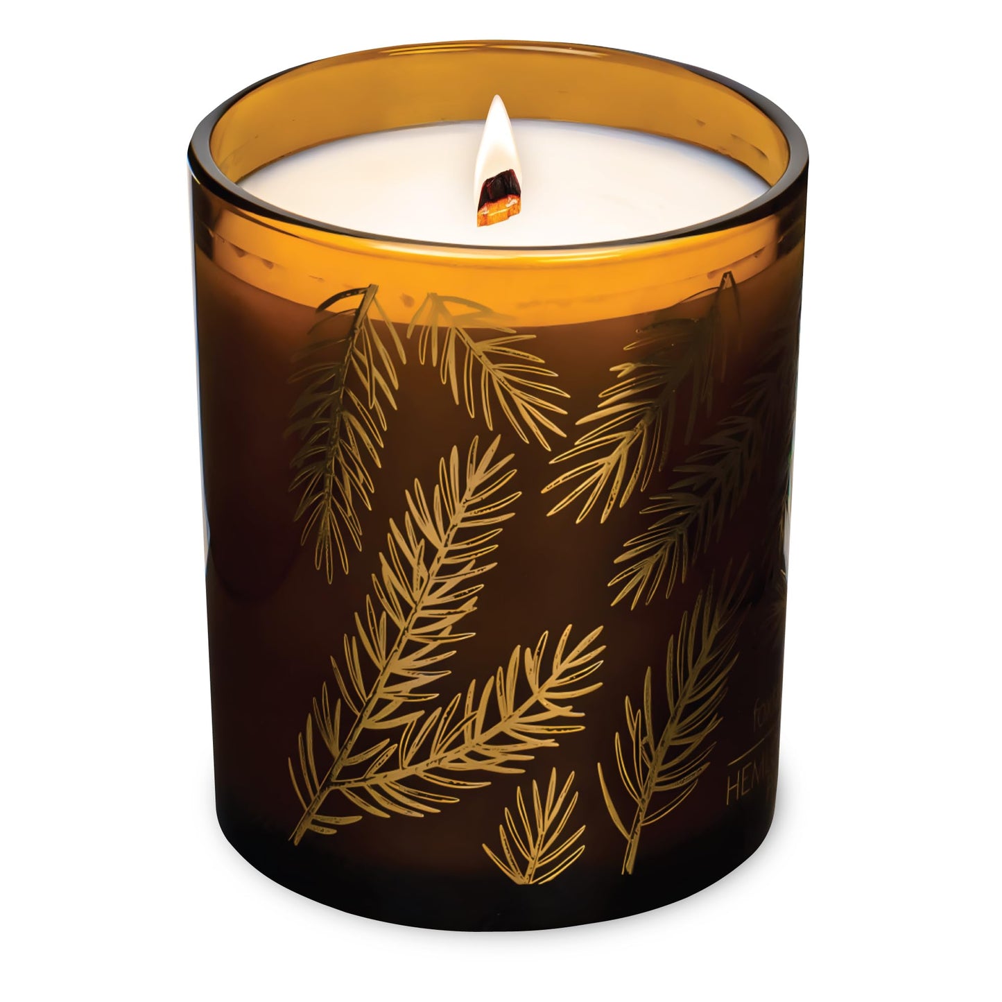 Hemlock Park Foxtail Fir Amber Gold Leaf Hand-Poured Scented Candle | Crackling Wood Wick, Botanical Fragrance & Coconut Wax | Up to 60 Hour Burn Time | 7.2 oz