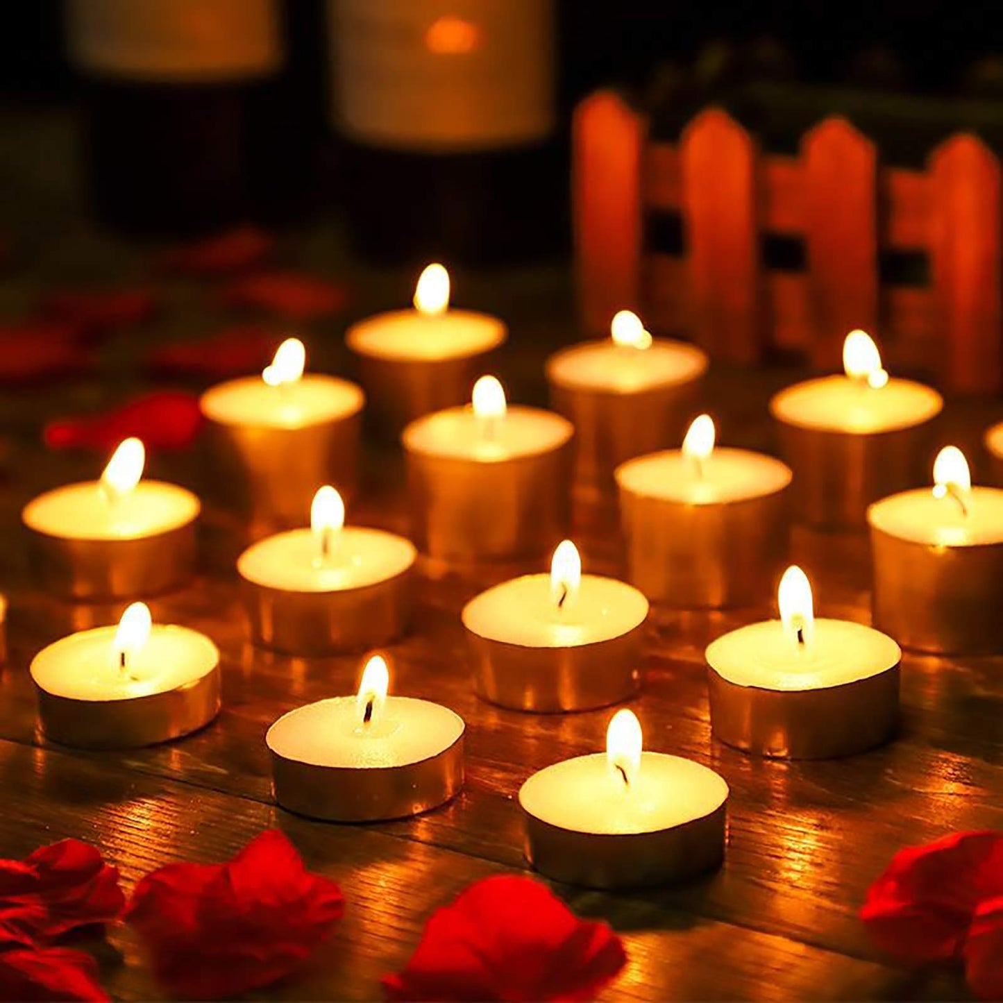 OUO Tea Lights - 50 Pack Smokeless, Dripless & Long Lasting Mini Tealight Candles for Mood, Dinners, Parties, Home Decoration, Wedding, Crafts (White)