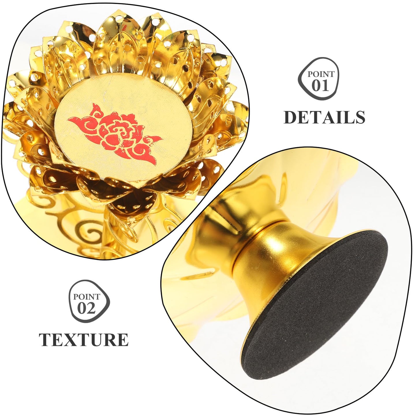 SUPVOX 2pcs 4.5-Size Metallic Lotus Candle Holder Buddhist Butter Lamp Base Decorative Candlestick for Home Temple Lighting