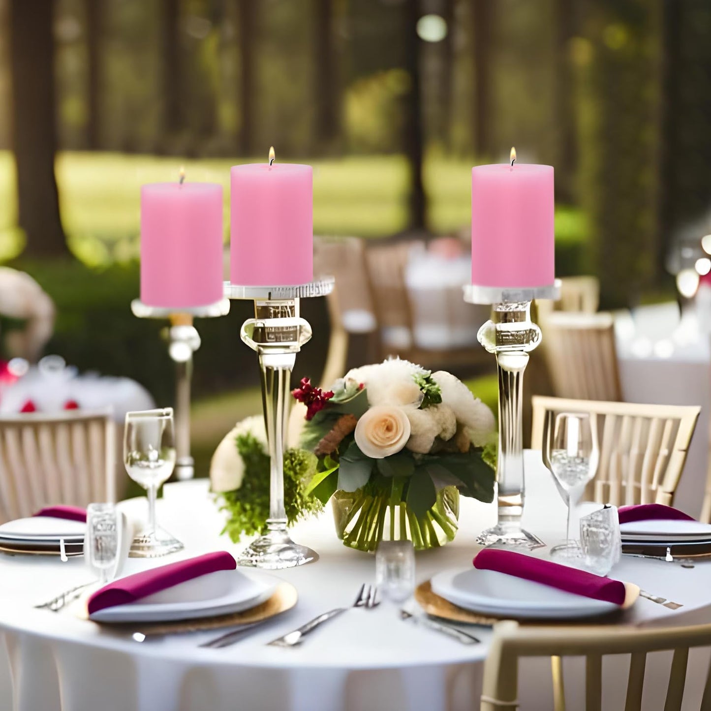 6 Pack 2.75 "x 3.25" Pink Pillar Candle for Home Restaurants Spa Church Weddings, Hand Poured Unscented Smokeless Dripless Column Candle, Emergency, Long-Lasting Candle