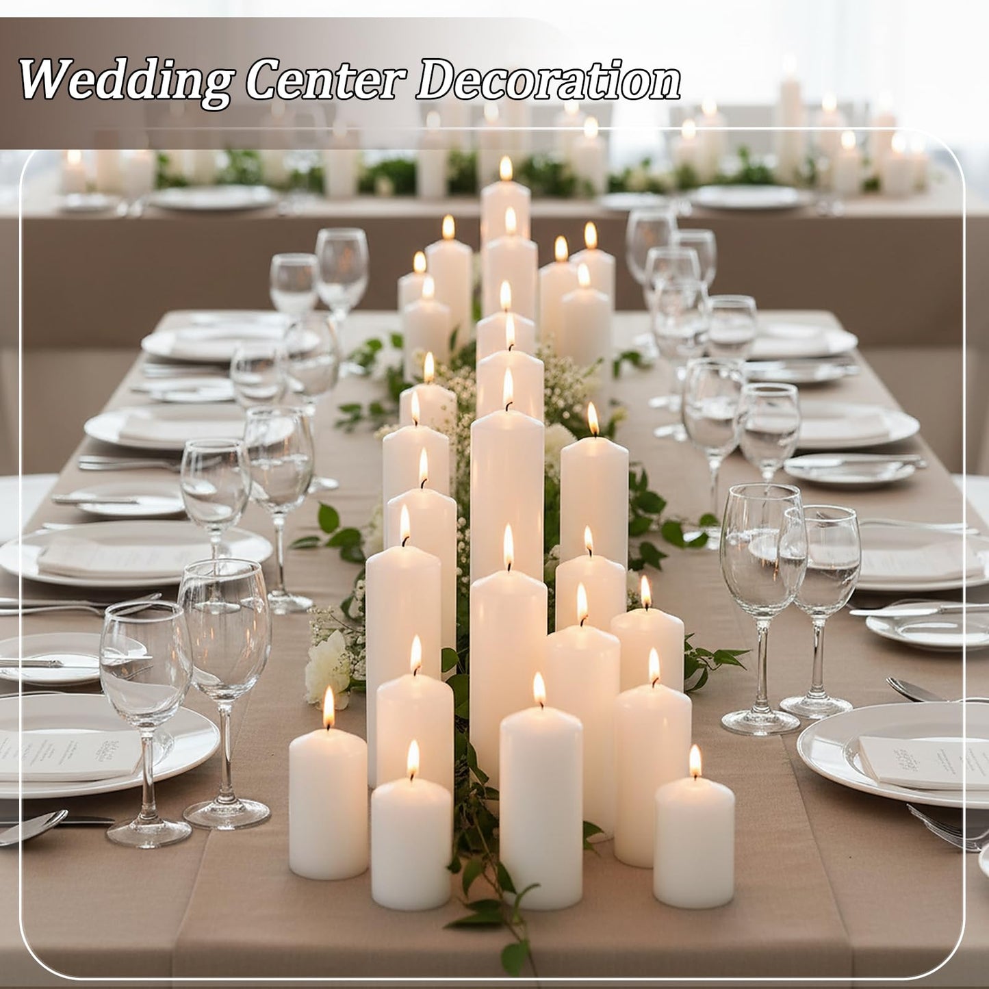 Trxvxo White Pillar Candles Bulk Set of 18，Hurricane Candles，3 Different Lengths 2 x 3/6/8 Inch (6 Each)，Dripless Unscented Smokeless，Gives You a Better Atmosphere When Organizing an Event Party.