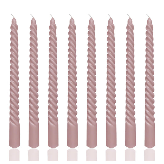 10 Inch 8 Pack Ash Purple Spiral Taper Candles for Dinner Home Decor Wedding Shower Christmas Candlesticks, Baby Shower, Birthday Party Candles