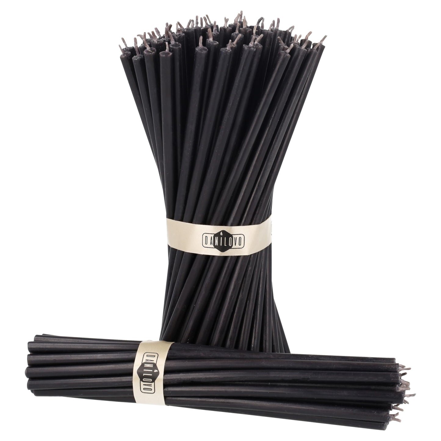 Danilovo Thin Taper Beeswax Candles - Honey-Scented, Decorative Candles Ideal for Birthday Decoration or Church Prayers - Black Drip Free, Tall & Smokeless Pack of 50 pcs, 7.3 x 0.24 inch
