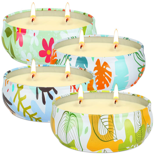 Citronella Candles Outdoor 4 Pack Soy Wax Citronella Lemongrass Candles 240 Hours Burning Time Large Decorative Jar Scented Candle Bulk for Outside Garden Yard Balcony, Summer Camping