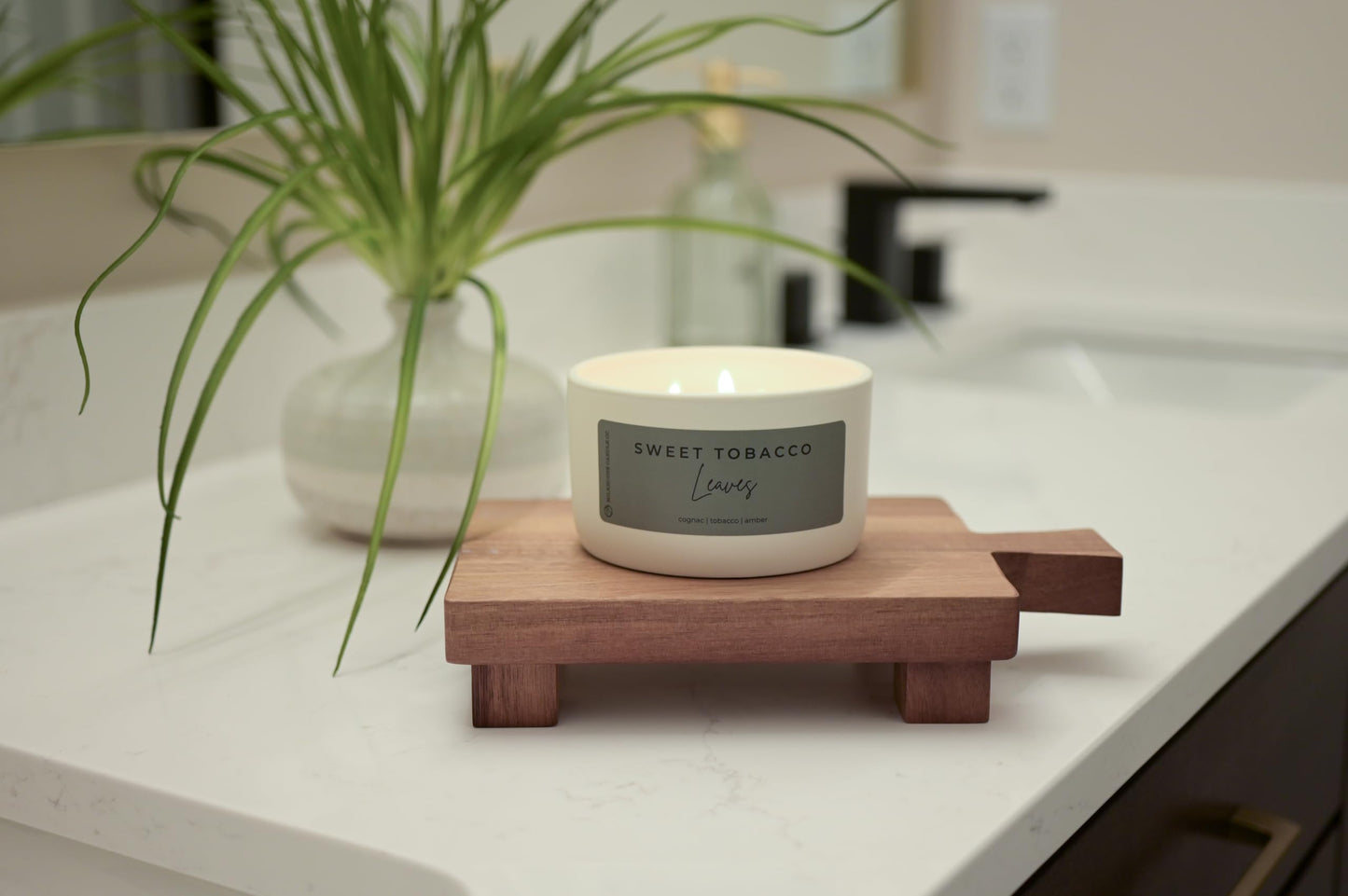 Milkhouse Candle Company Sweet Tobacco Leaves Soy Candle - Honey | Tobacco | Teakwood Scented - 10 oz Signature Statement with Lid, 20+ Hour Burn Time, Made in the USA