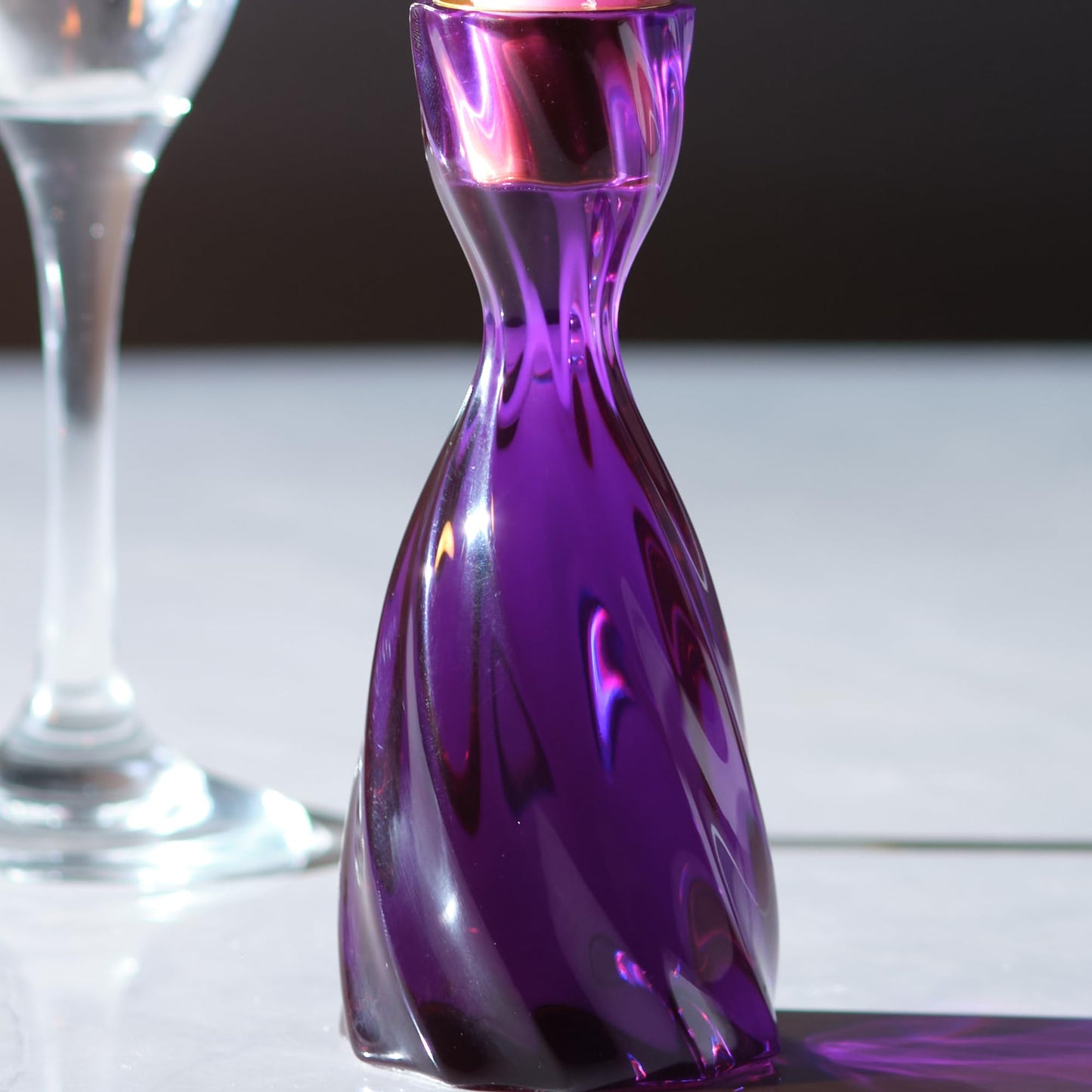 ICNBUYS Twizzle Twist Candle Holder, Decorative Candle Holder for Table Display, Romantic Decoration, Unique Home DÉCOR Aesthetic, Housewarming Gift, Purple Height 5.7 inches Set of 2 - Resin