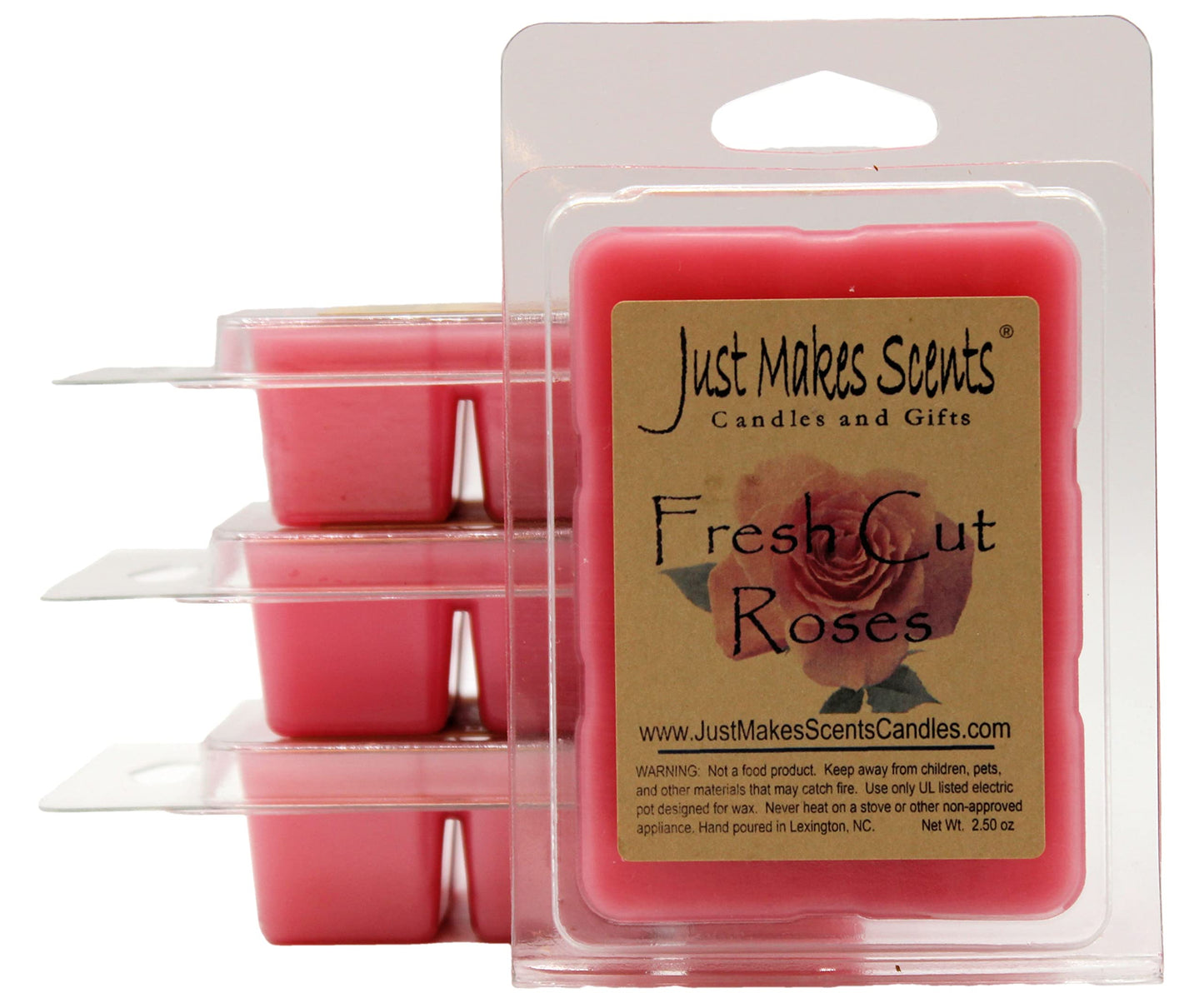 Just Makes Scents 4 Pack - Fresh Cut Roses Scented Soy Wax Melts | Bold Fragrance Wax Cubes | Hand Poured in The USA