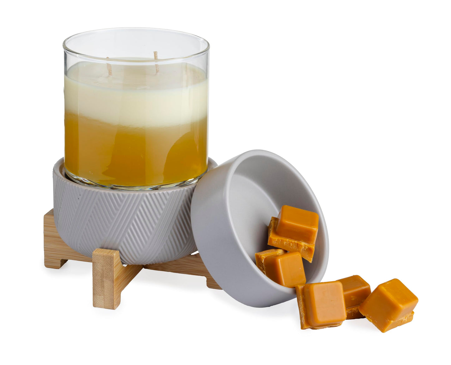 Candle Warmers ETC 2-in-1 Candle and Fragrance Warmer for Warming Scented Candles or Wax Melts and Tarts with to Freshen Room, Wooden Pedestal