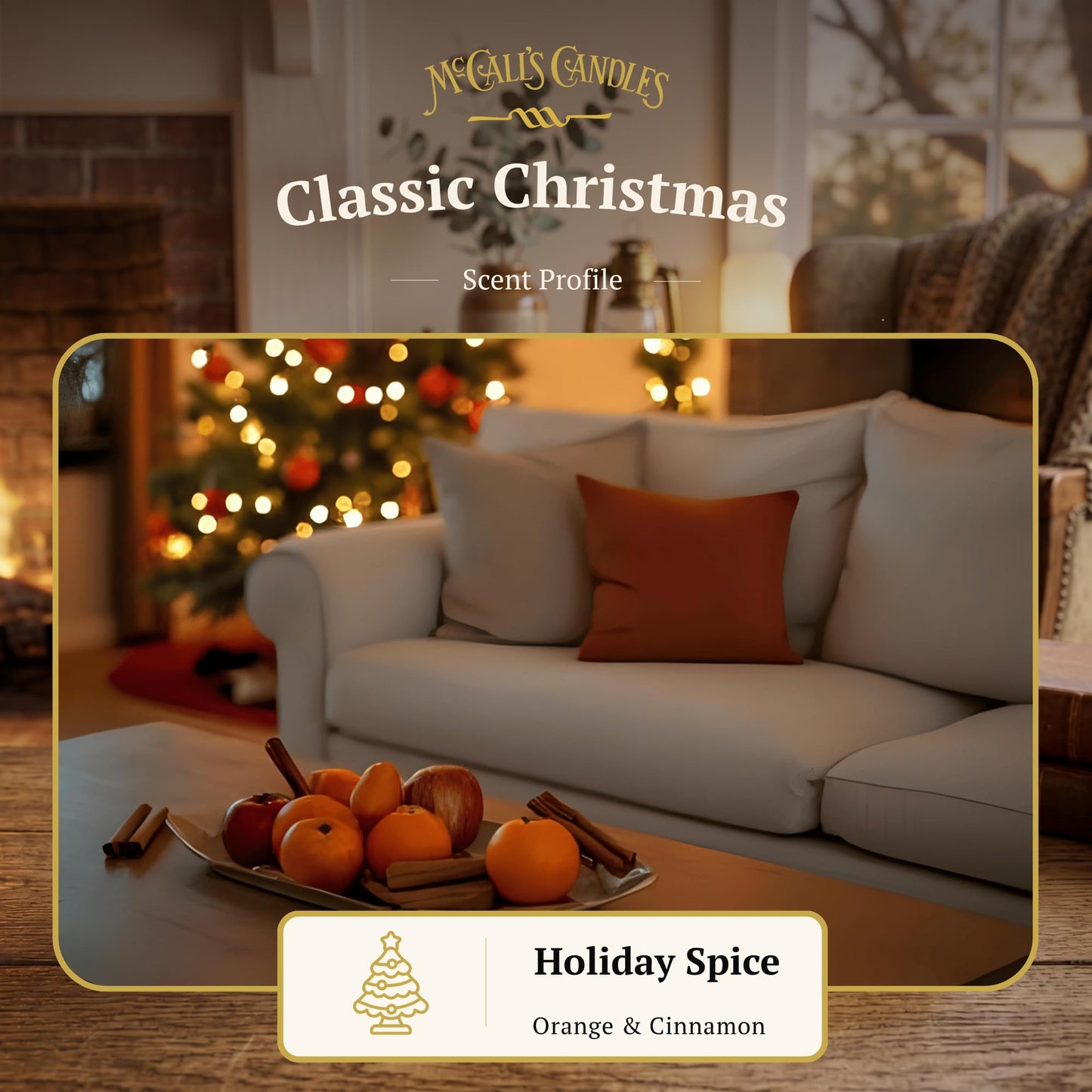 McCall’s Candles | Classic Christmas | 26 oz Classic Scented Candle | USA-Poured | Rustic Metal Lid with Decorative Handles | Rosehips, Apple & Cinnamon Holiday Fragrance