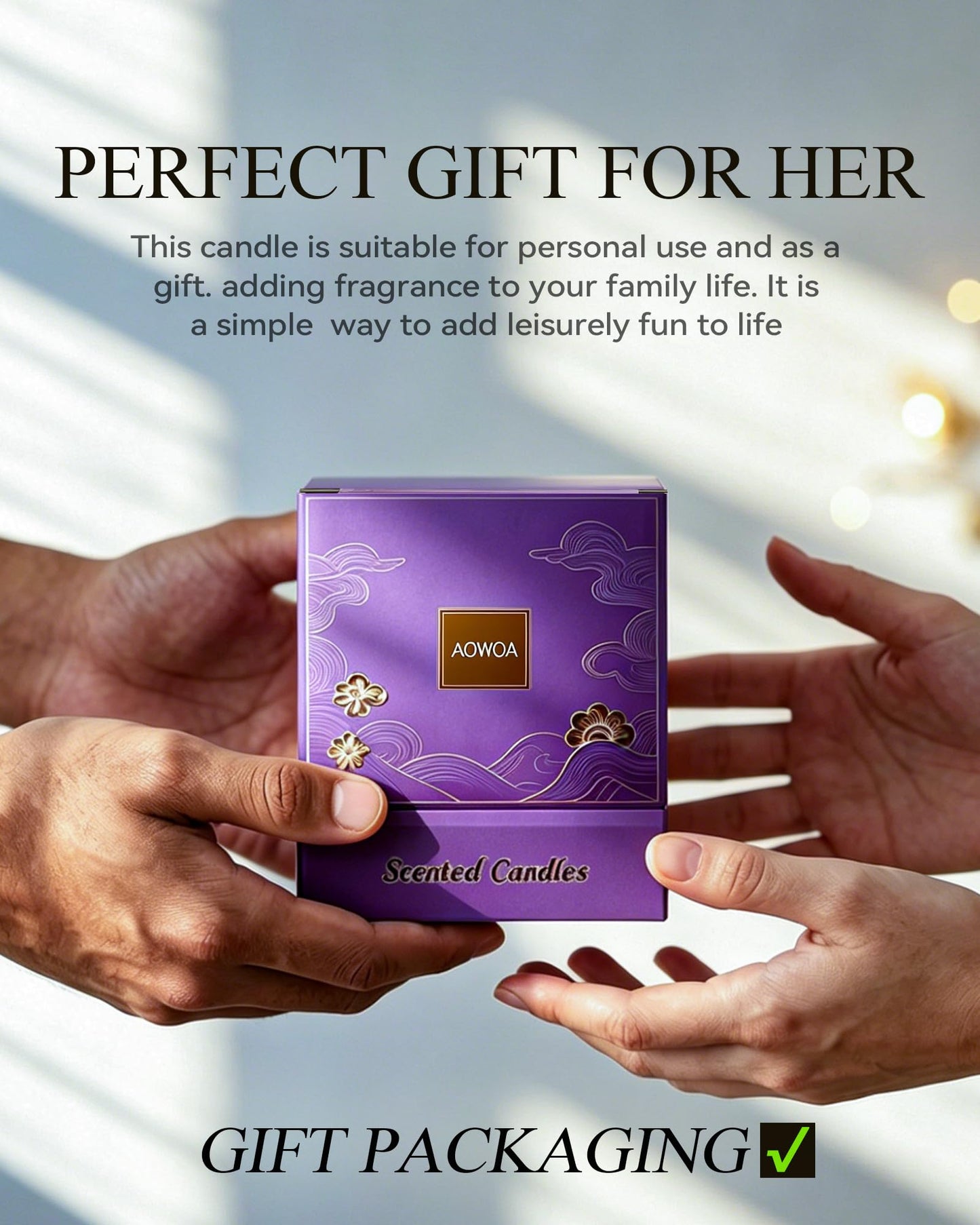 AOWOA Lavender Scented Candles for Women -Aromatherapy Candle, Natural Soy Candles for Home Scented 7oz, Long Lasting Non-Toxic Clean Burning, Mom Birthday Candles Valentines Day Gifts