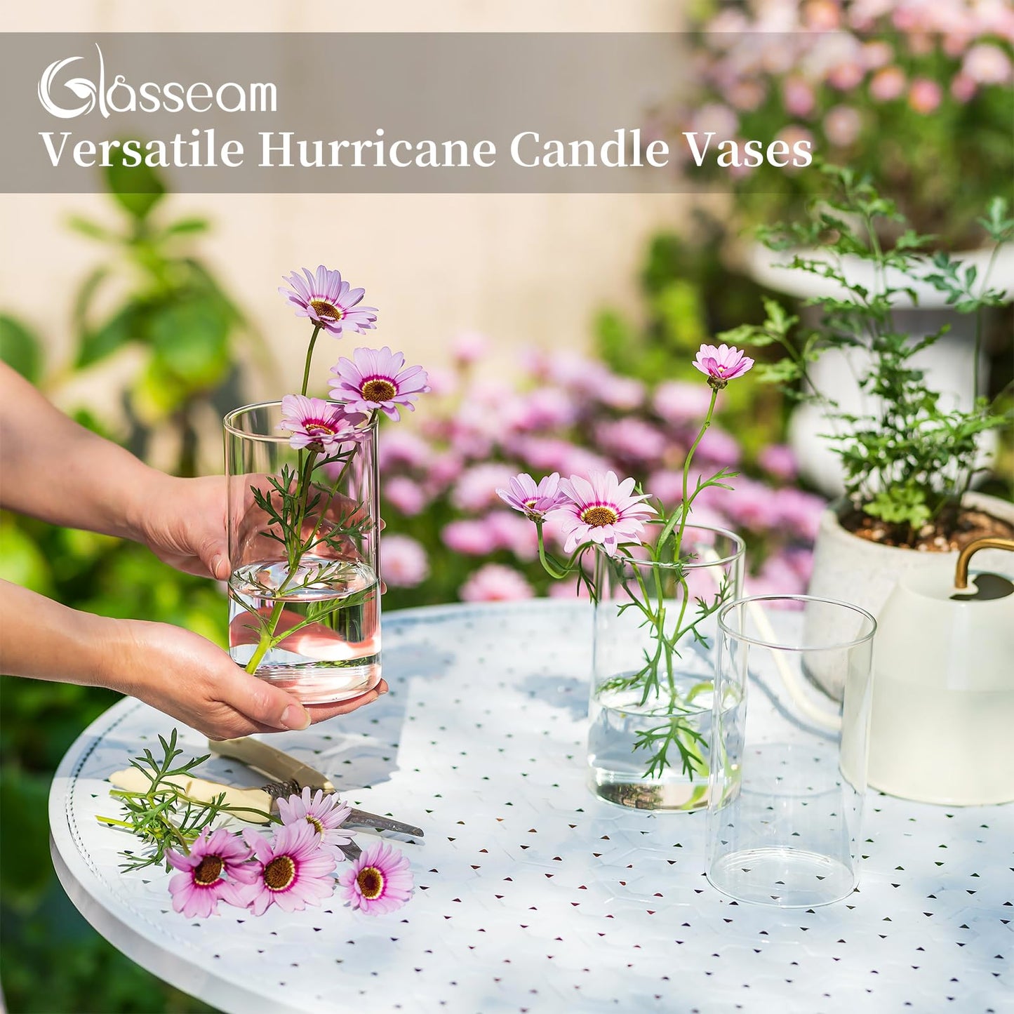 Glasseam Glass Hurricane Candle Holder Set of 12, Cylinder Pillar Candle Holders for Table, Modern Floating Candle Decorations, Clear Glass Cylinder Vase for Centerpieces Wedding Dining Table, 6inch