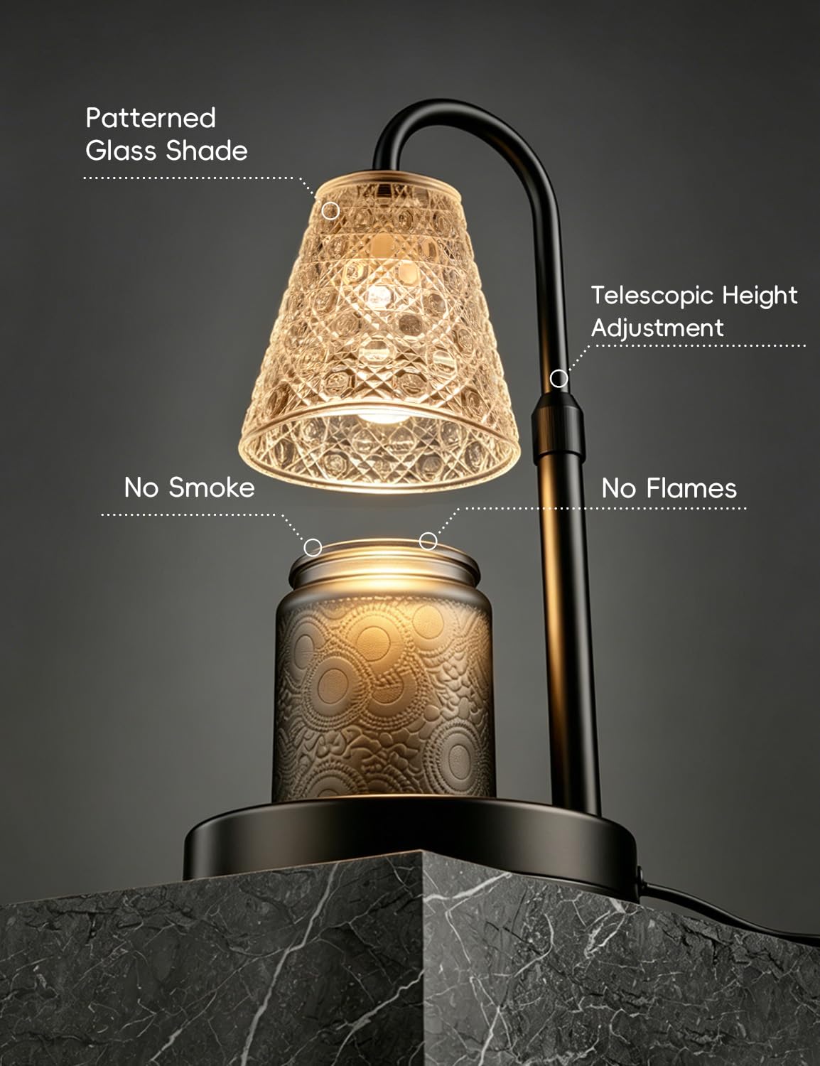 Candle Warmer Lamp with Timer Dimmable, Birthday Gifts for Women Mom, House Warming Gifts New Home Decor, Wax Melt Warmer for Jar Candles with 2 Bulbs, Black