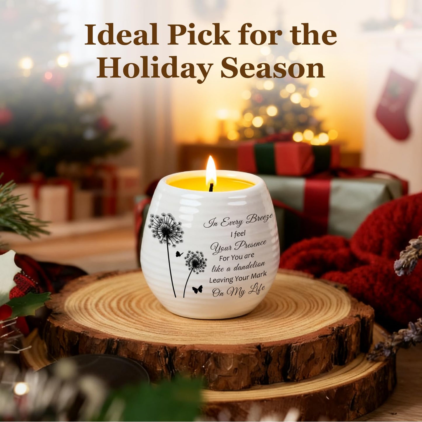 Sympathy Gifts for Loss of Loved One - Dandelion Memorial Candle, 18OZ Lavender Candles in Ceramic Jar, Sympathy/Bereavement/Condolence/Memorial Gifts for Loss of Mother Father Friend