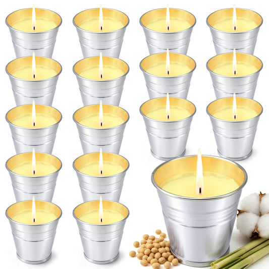 16 Pack Citronella Candles Outdoor for Patio Up to 160 Hours Burning, 2oz Small Citronella Candle Bulk Soy Wax, Summer Outdoor Candle for Yard Balcony Garden Porch Camping Outside